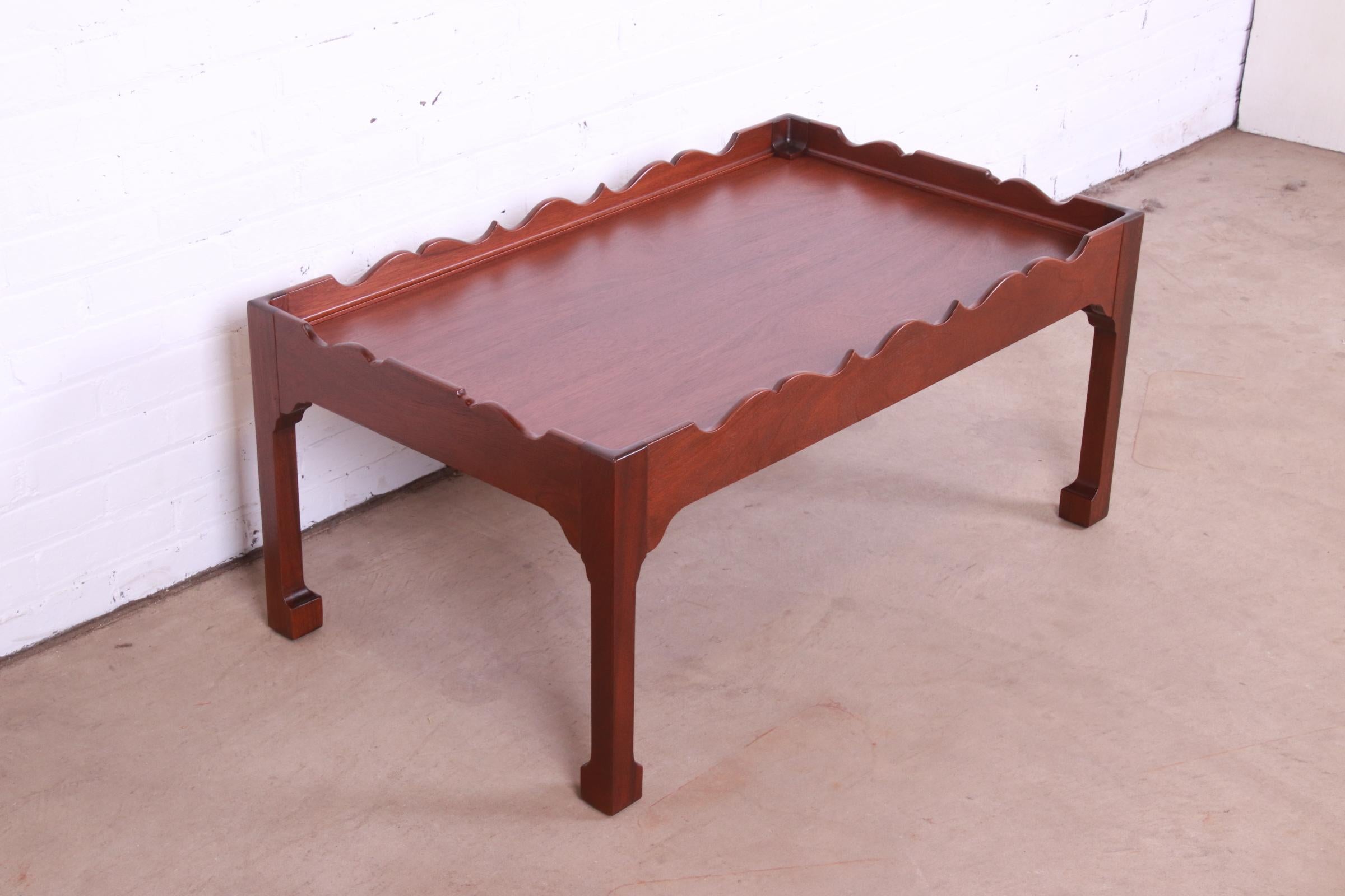 Baker Furniture Chinese Chippendale Carved Mahogany Coffee Table, Refinished 1