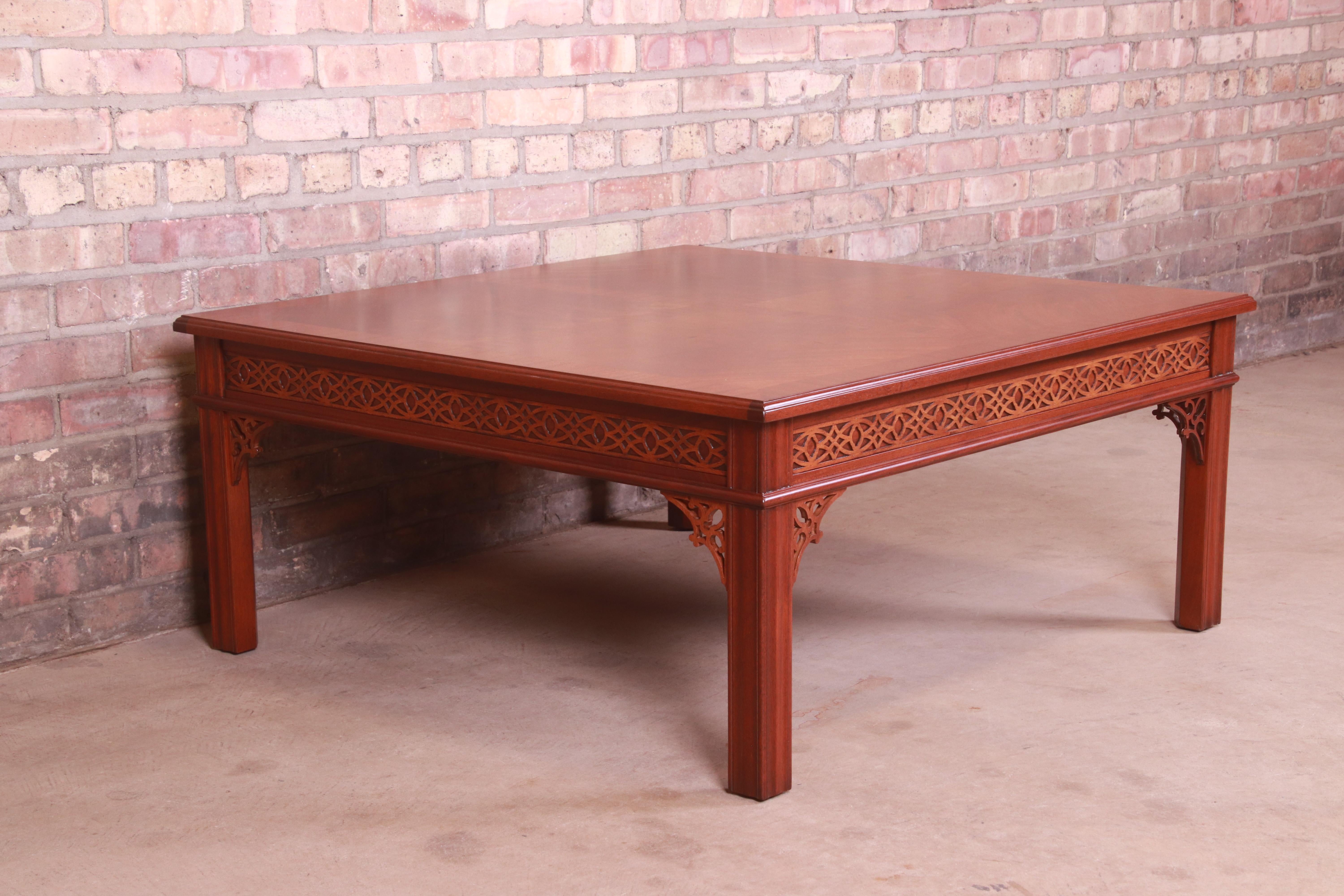 Baker Furniture Chinese Chippendale Carved Mahogany Coffee Table, Refinished 1