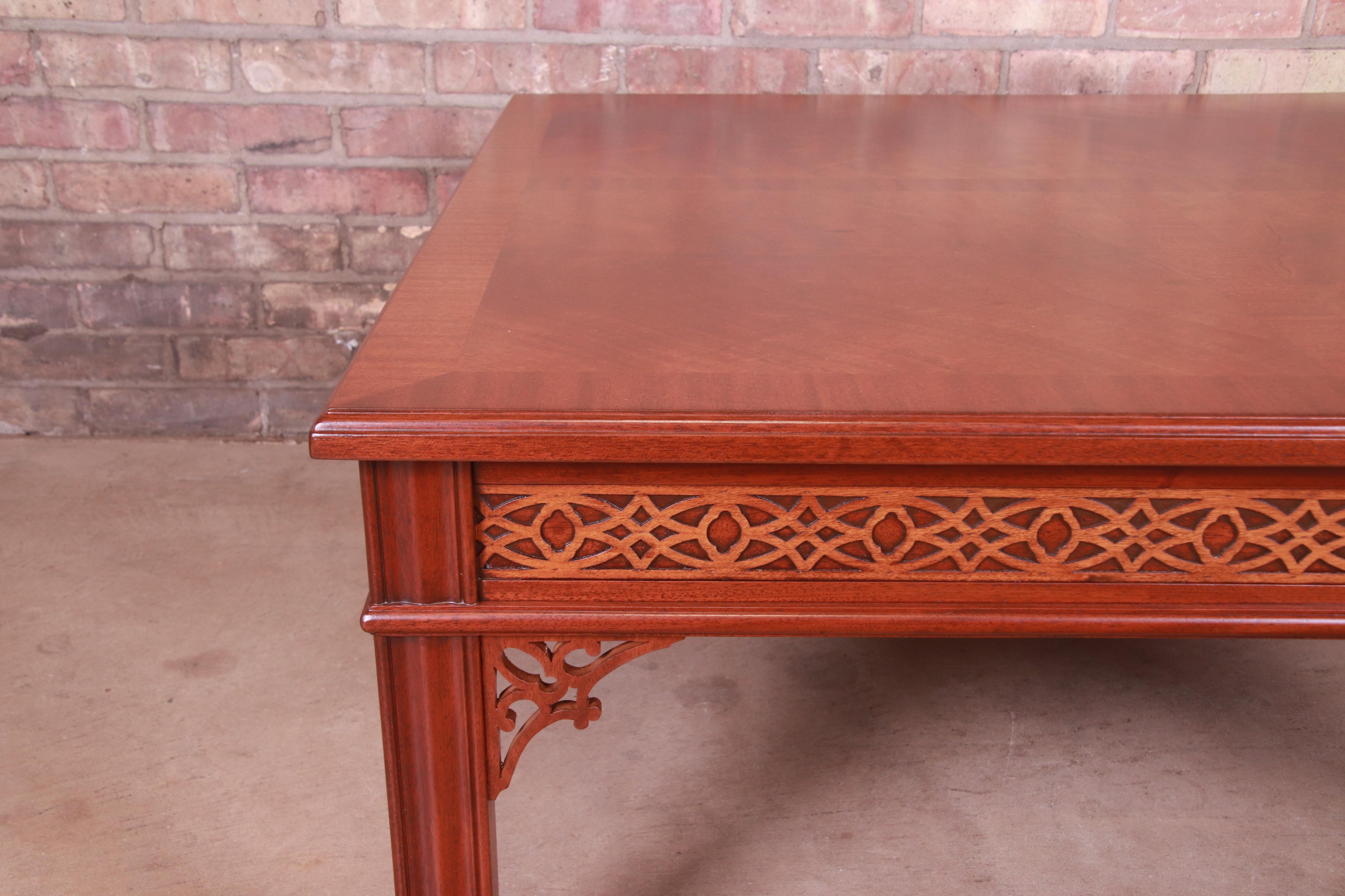 Baker Furniture Chinese Chippendale Carved Mahogany Coffee Table, Refinished 2