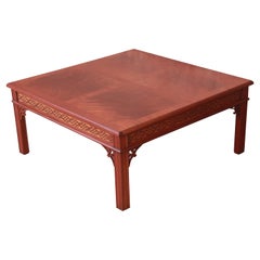 Baker Furniture Chinese Chippendale Carved Mahogany Coffee Table, Refinished