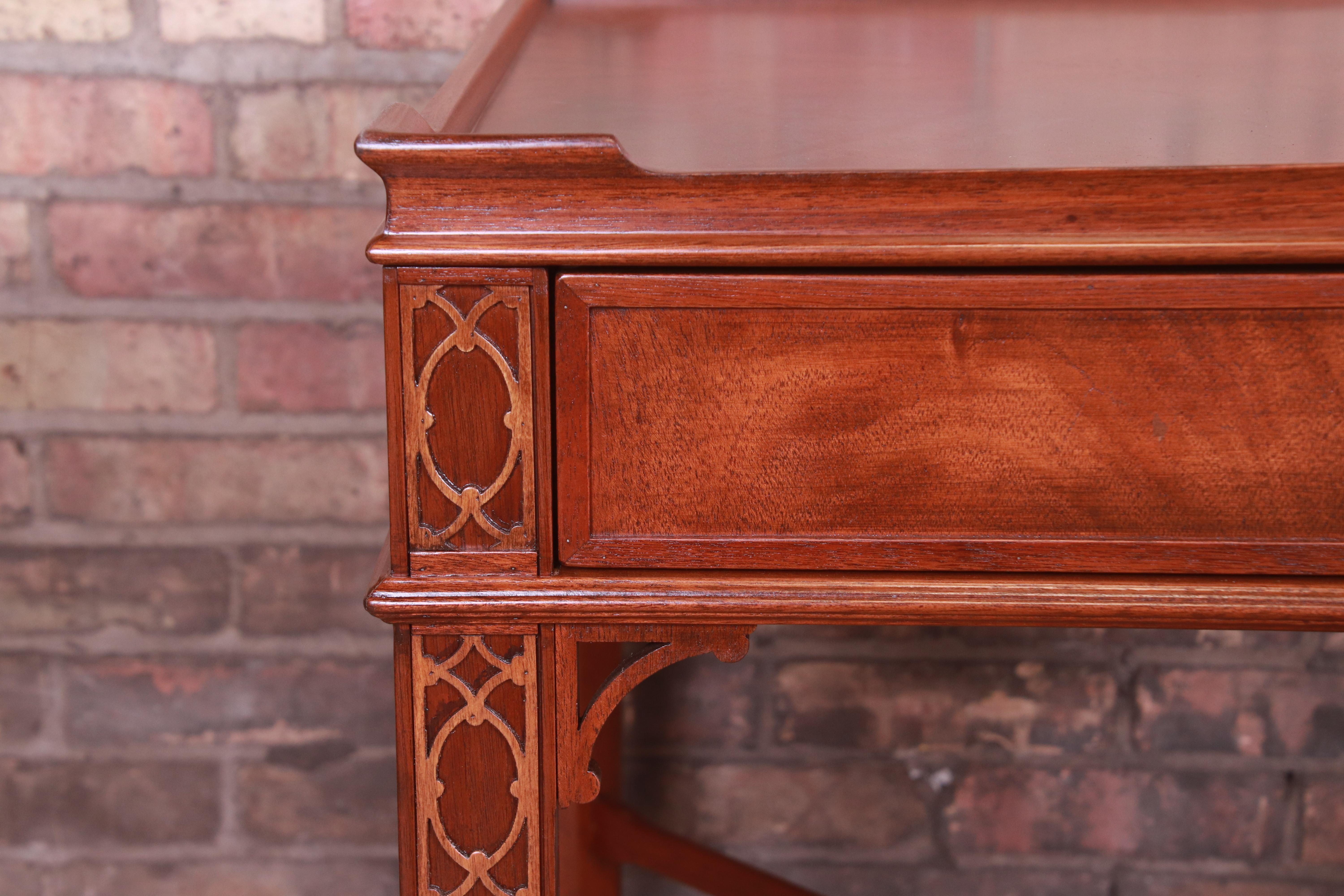 Baker Furniture Chinese Chippendale Carved Mahogany Nightstands, Refinished 5