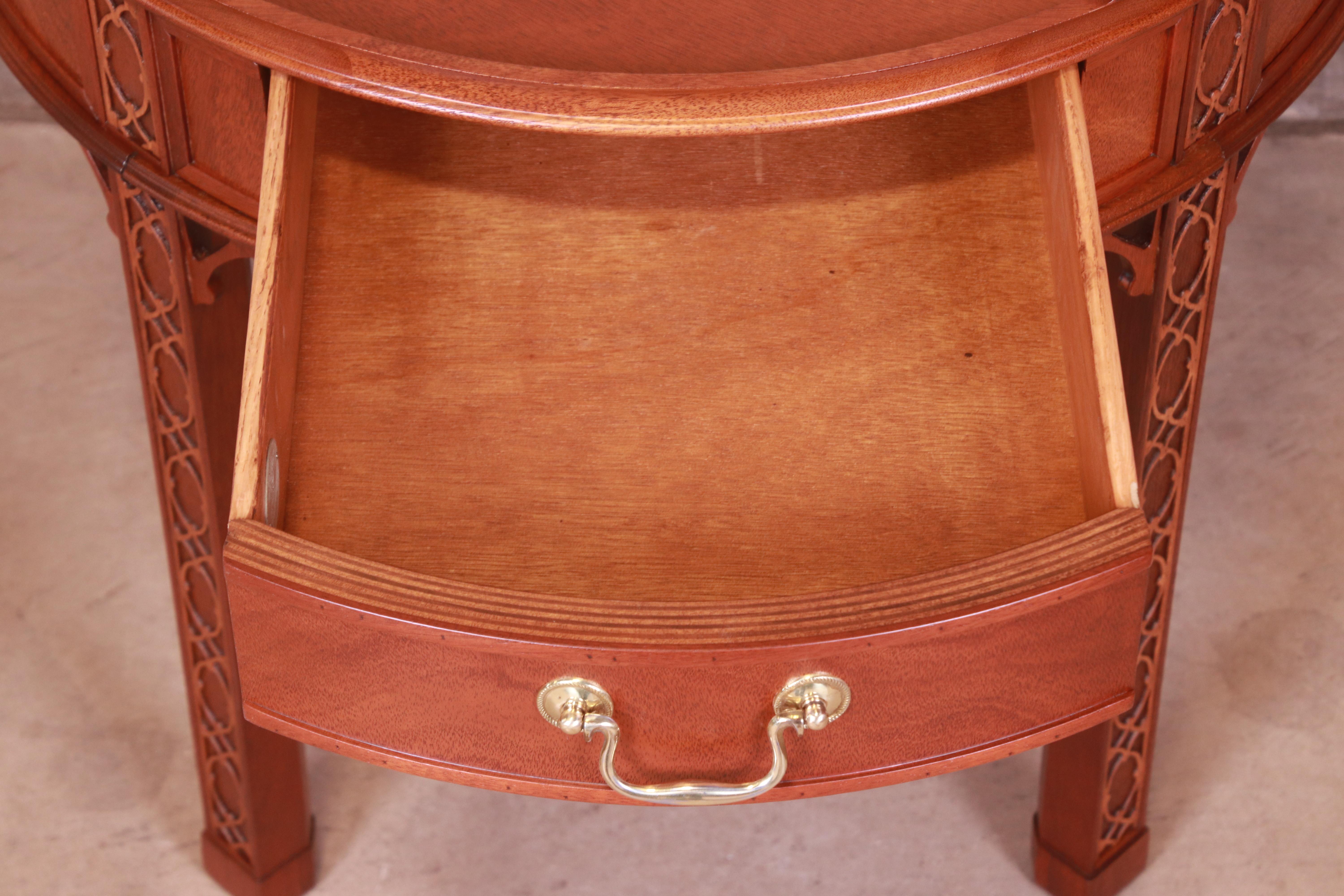 Baker Furniture Chinese Chippendale Carved Mahogany Tea Table, Newly Refinished 6