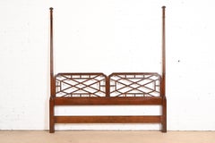 Baker Furniture Chinese Chippendale Cherry Wood King Size Poster Headboard