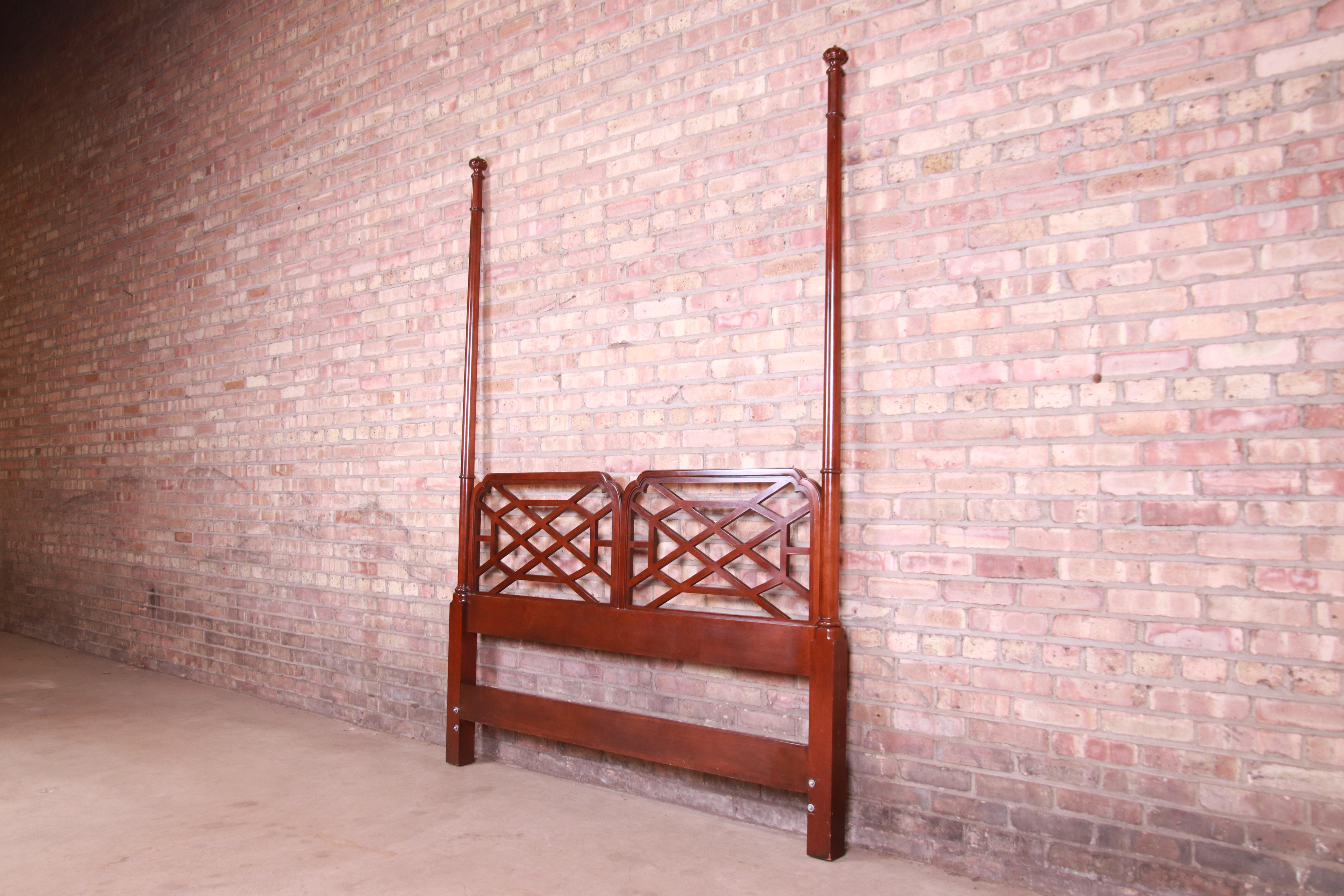 American Baker Furniture Chinese Chippendale Mahogany Queen Size Headboard, circa 1970s