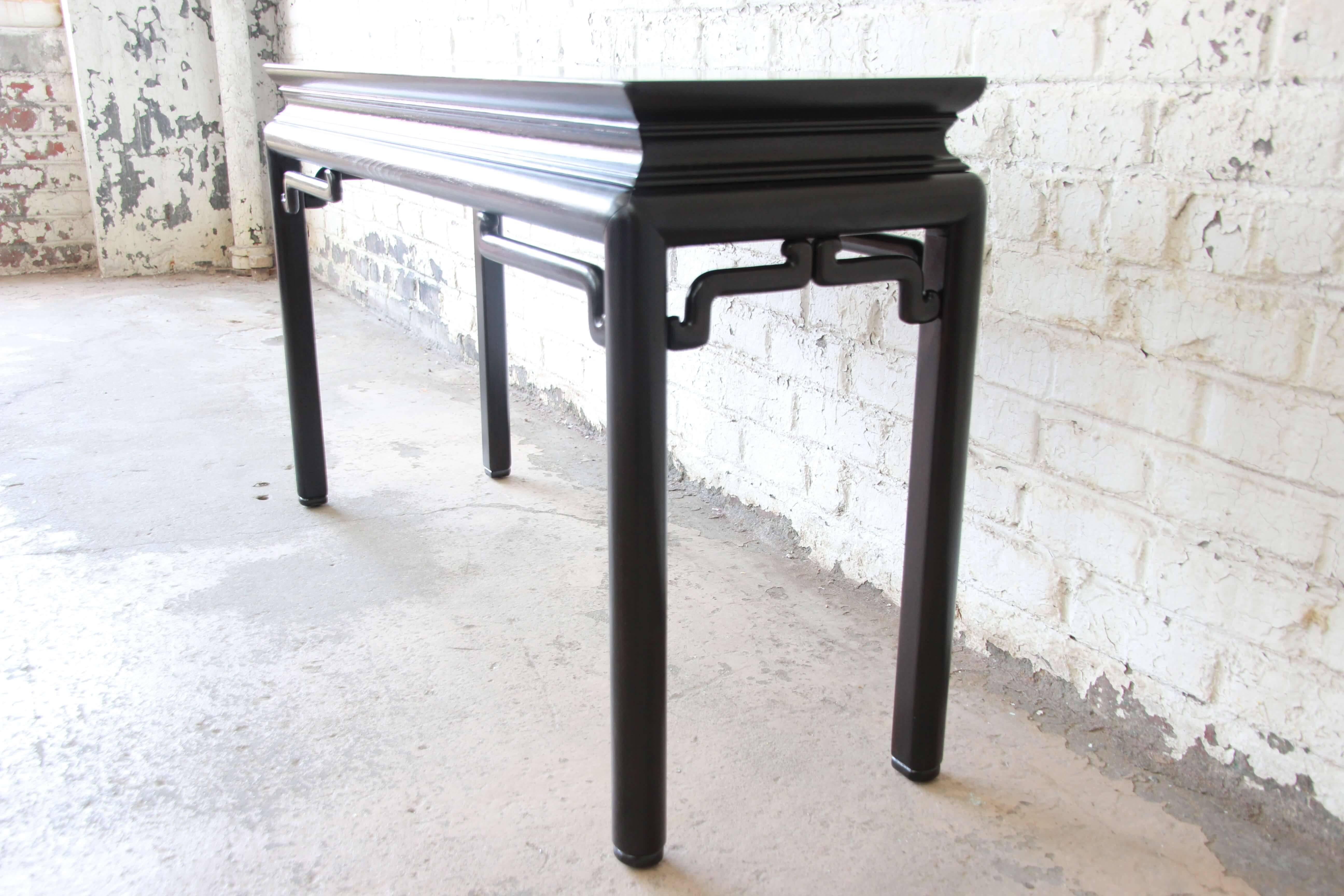 Ebonized Baker Furniture Chinoiserie Console Table by Michael Taylor