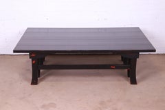 Baker Furniture Chinoiserie Monumental Black Lacquered Coffee Table