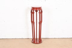 Baker Furniture Chinoiserie Red Lacquered Pedestal or Plant Stand, circa 1970s