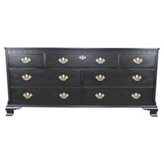 Baker Furniture Chippendale Black Lacquered Mahogany Chest Of Drawers