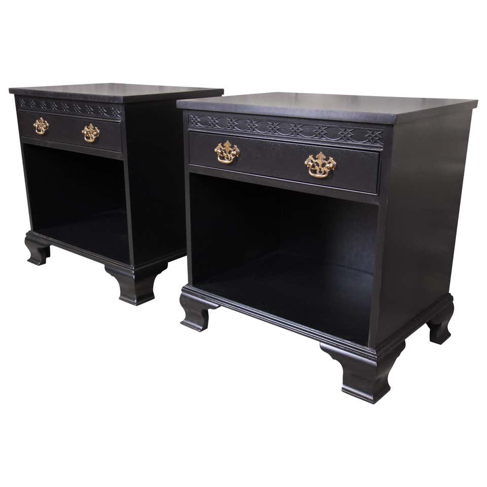 Solid Cherry Chippendale Style Nightstands by Moosehead Furniture, Pair