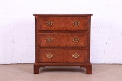 Baker Furniture Chippendale Burled Walnut Bachelor Chest