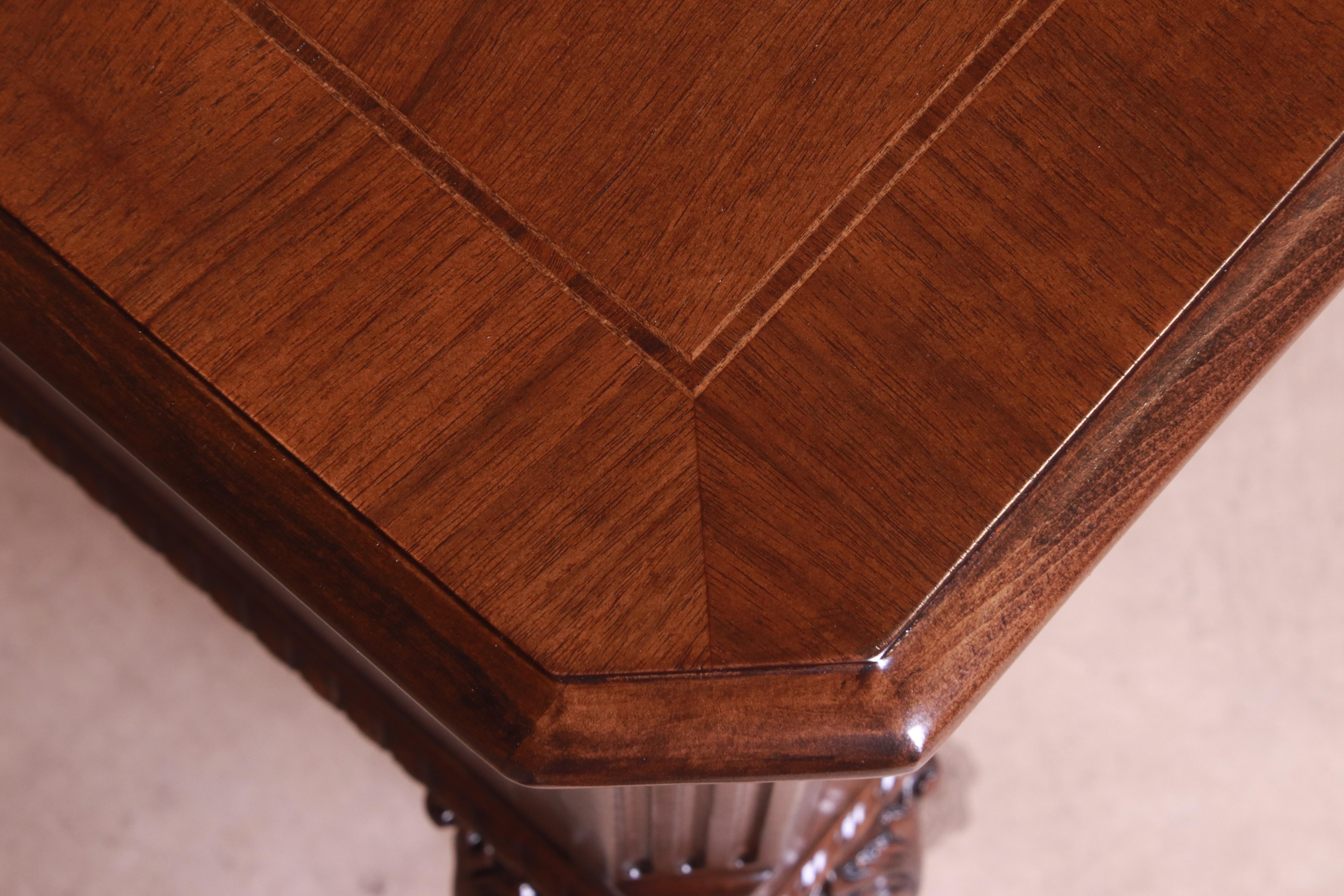 Baker Furniture Chippendale Burled Walnut Executive Desk, Newly Restored 7