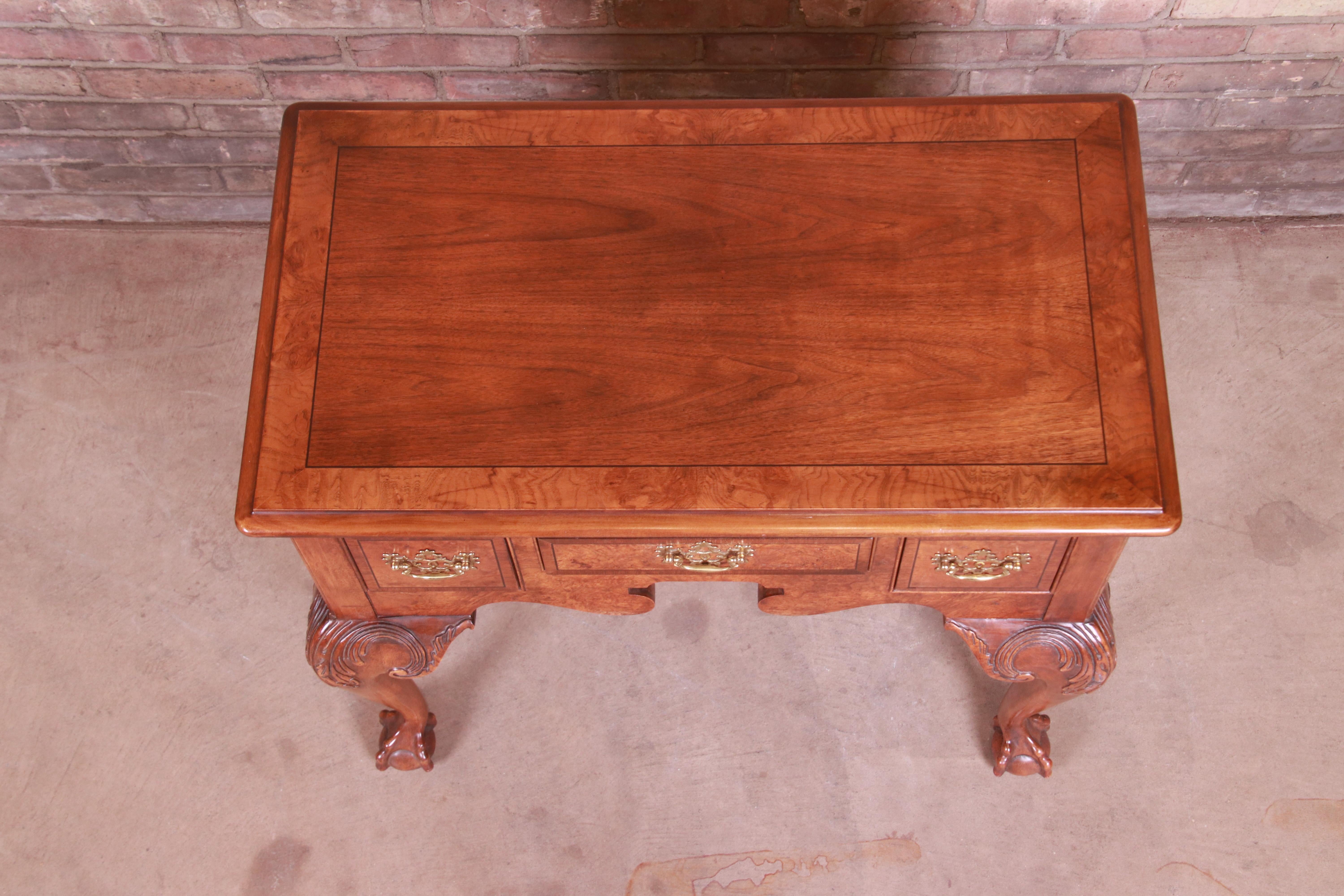 Baker Furniture Chippendale Burled Walnut Lowboy Dresser or Server For Sale 5