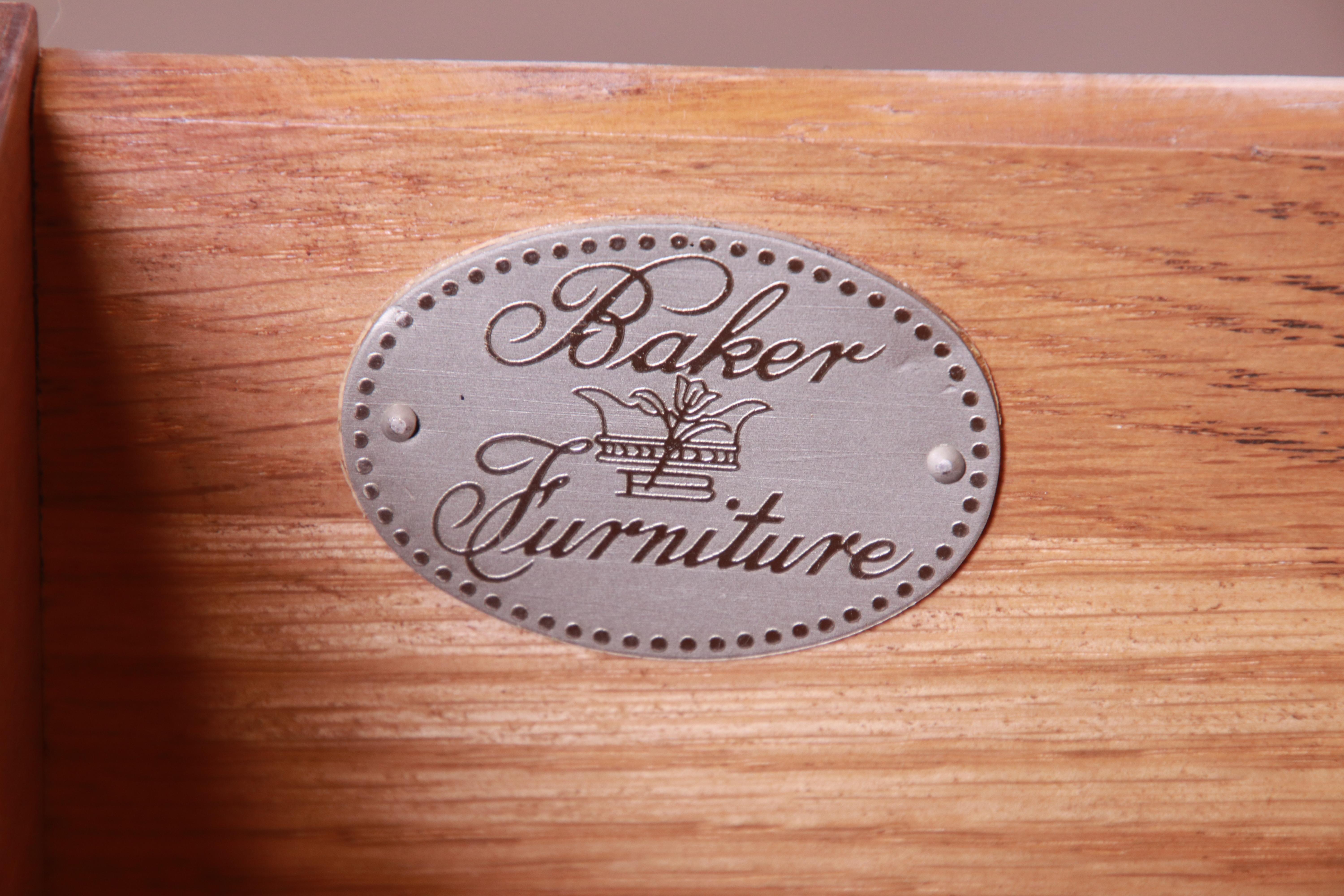 Baker Furniture Chippendale Burled Walnut Lowboy Dresser or Server For Sale 9