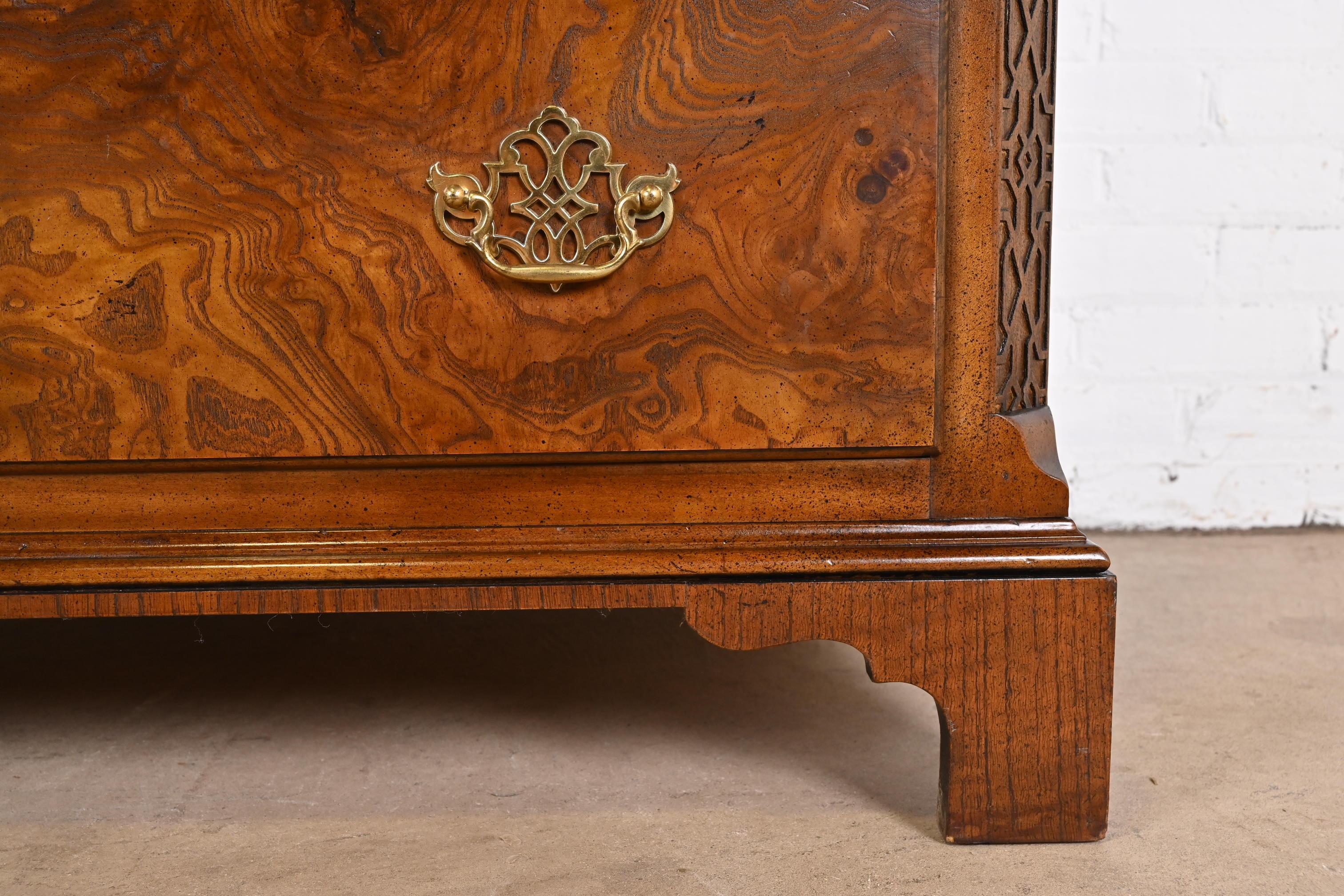 Baker Furniture Chippendale Burled Walnut Ten-Drawer Highboy Dresser 6