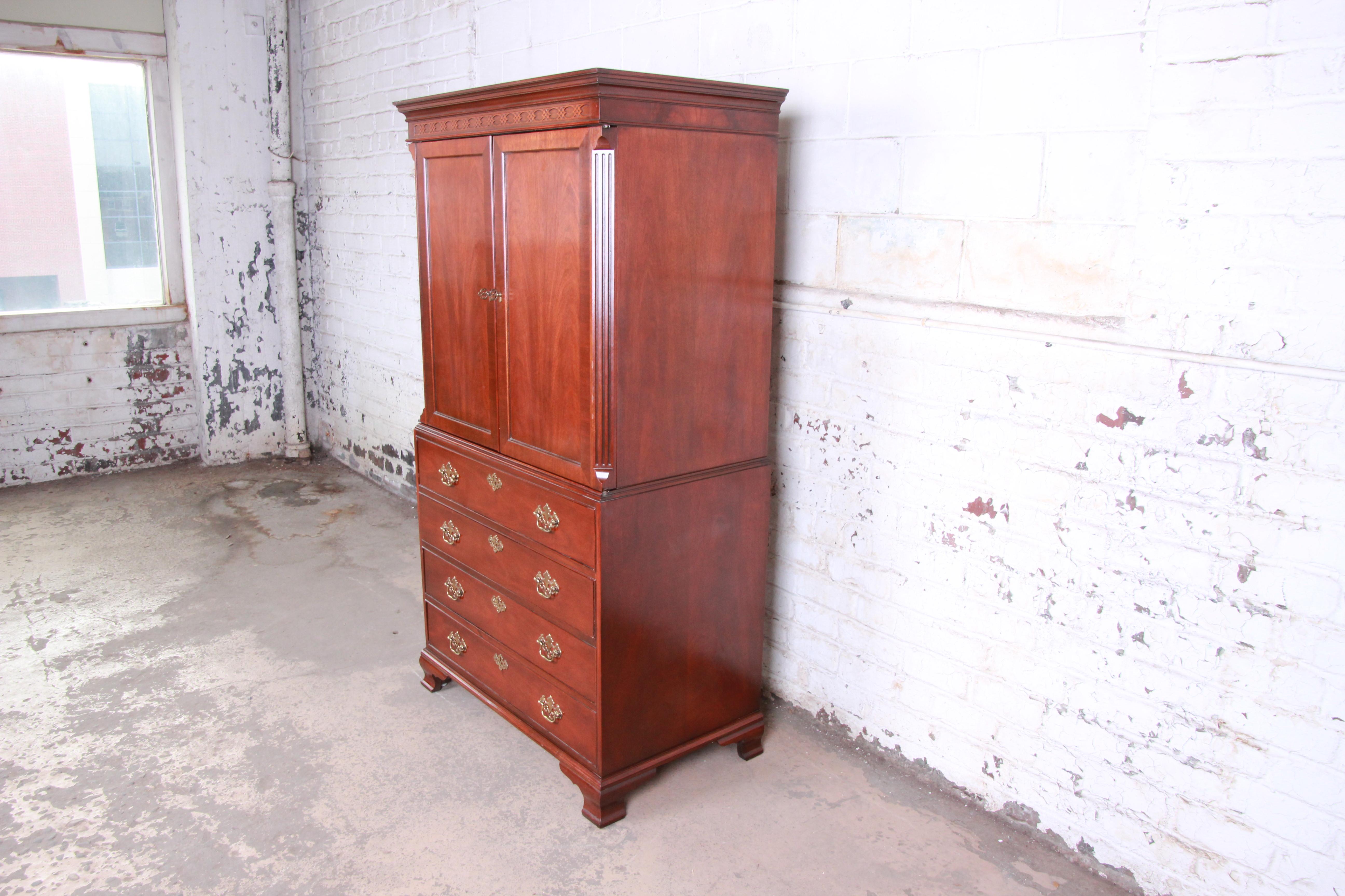 Baker Furniture Chippendale Carved Mahogany Armoire Dresser at 1stDibs baker armoire