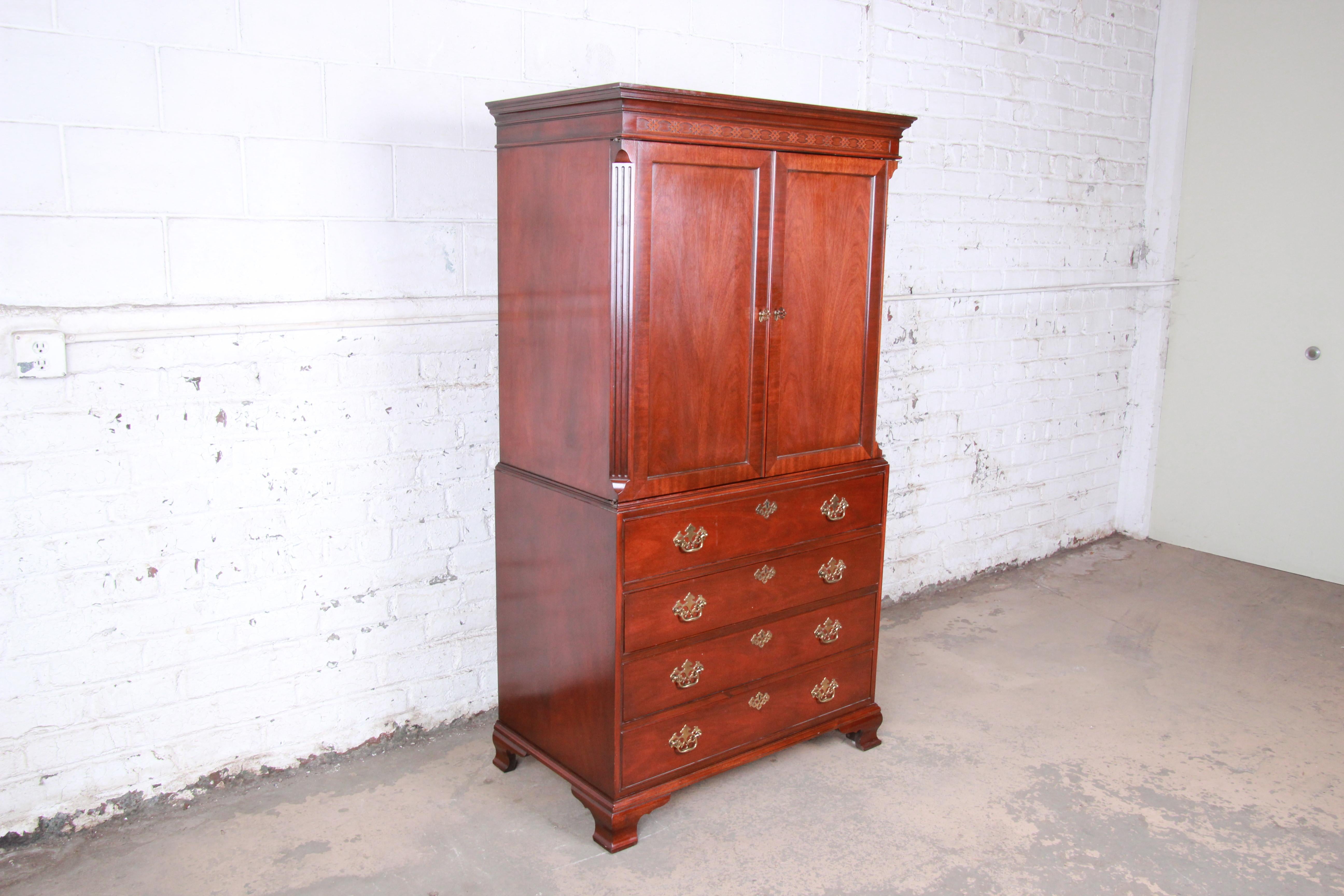 Baker Furniture Chippendale Carved Mahogany Armoire Dresser at 1stDibs baker armoire