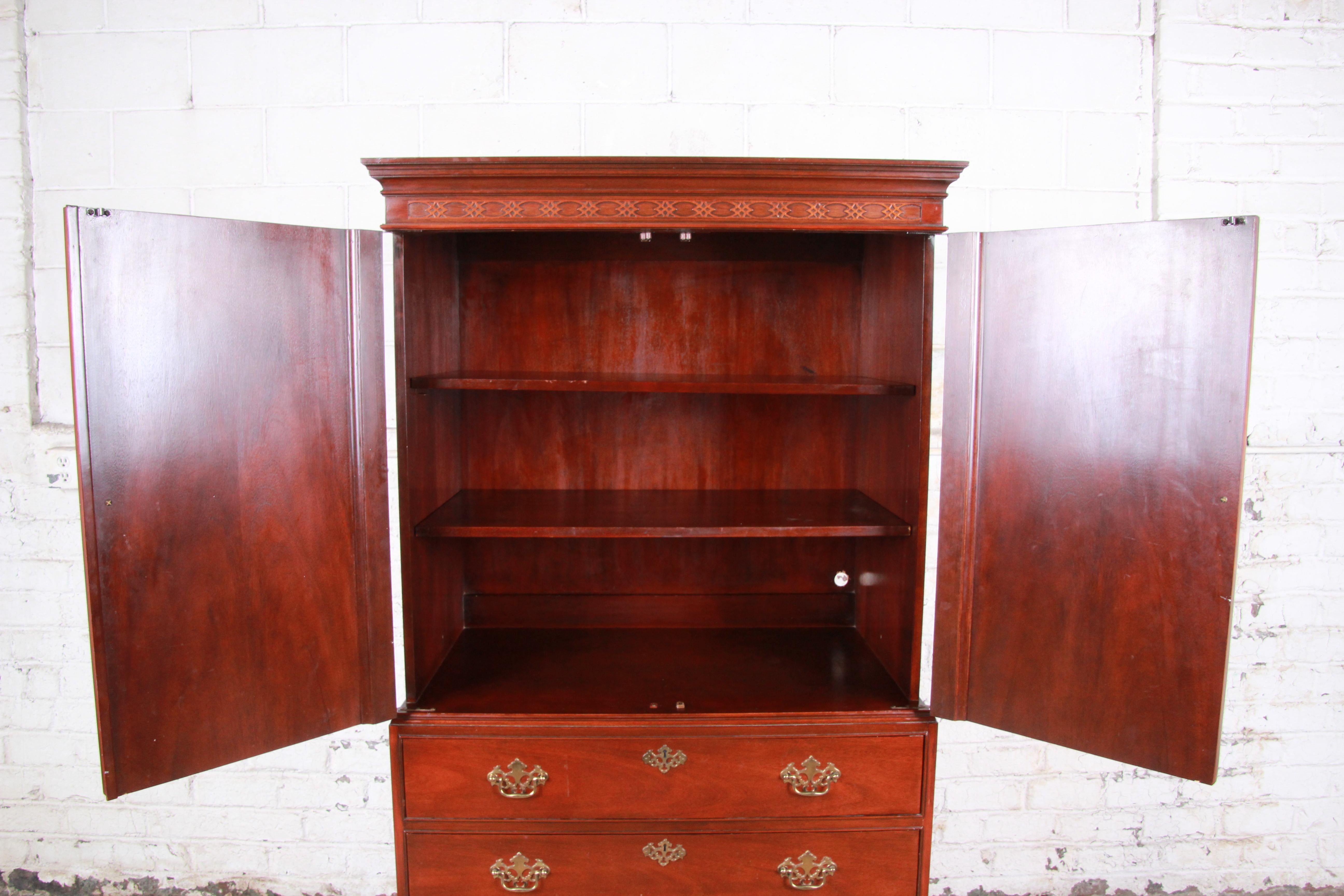 Baker Furniture Chippendale Carved Mahogany Armoire Dresser at 1stDibs baker armoire