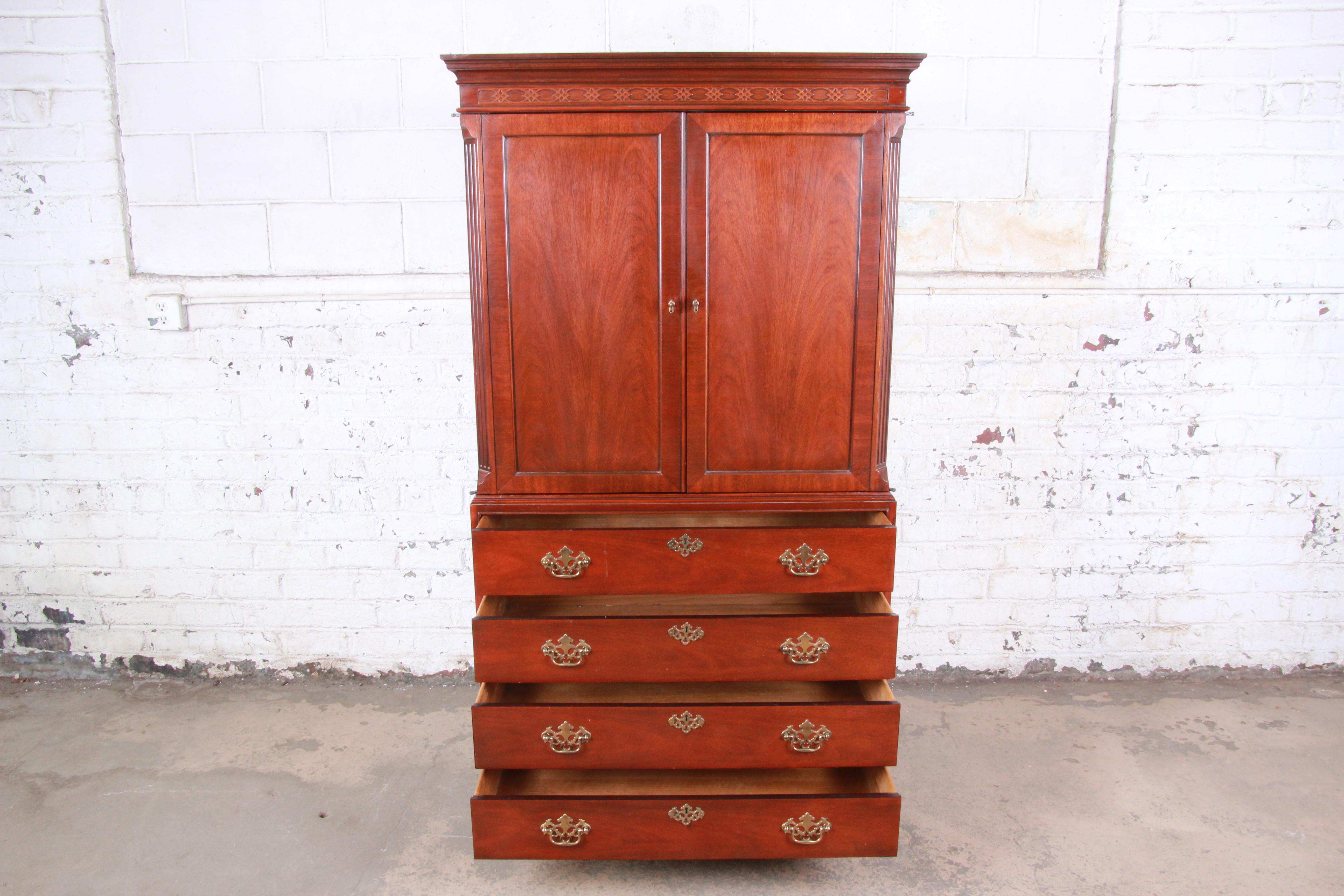 Baker Furniture Chippendale Carved Mahogany Armoire Dresser at 1stDibs baker armoire