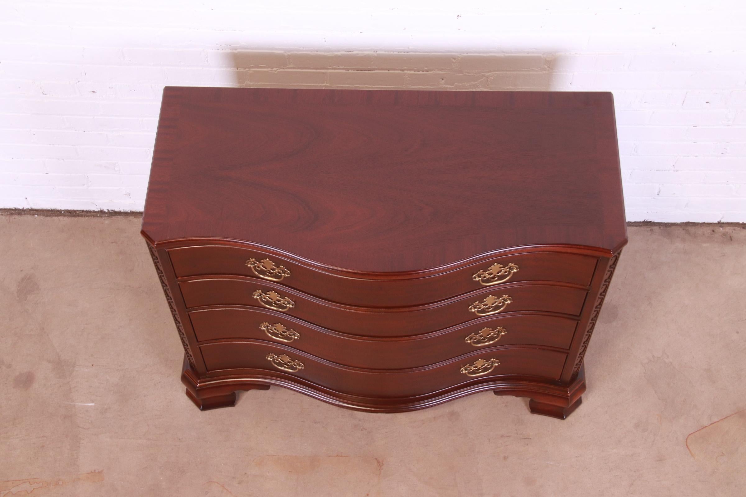 Baker Furniture Chippendale Carved Mahogany Chest of Drawers, Newly Refinished For Sale 9