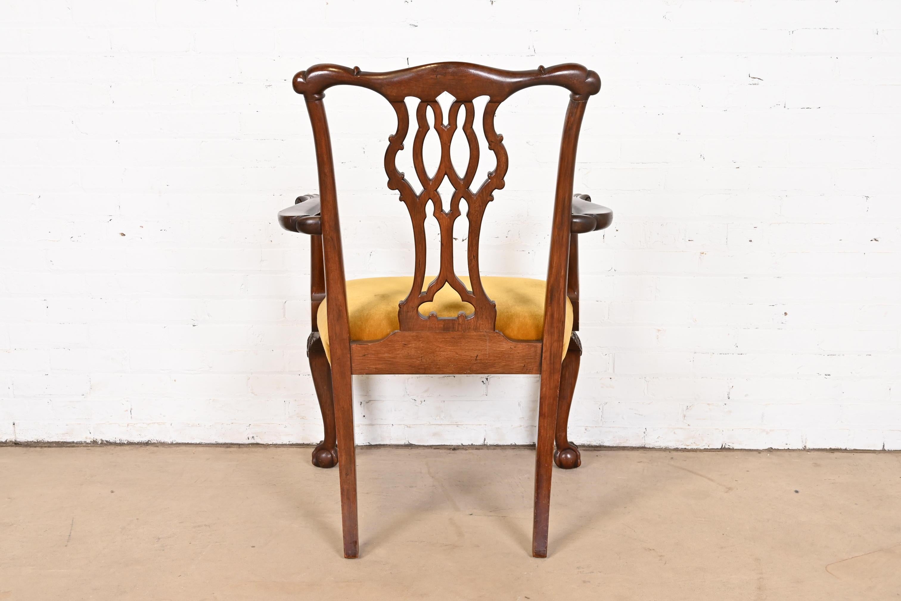 Baker Furniture Chippendale Carved Mahogany Dining Armchairs, Pair For Sale 5