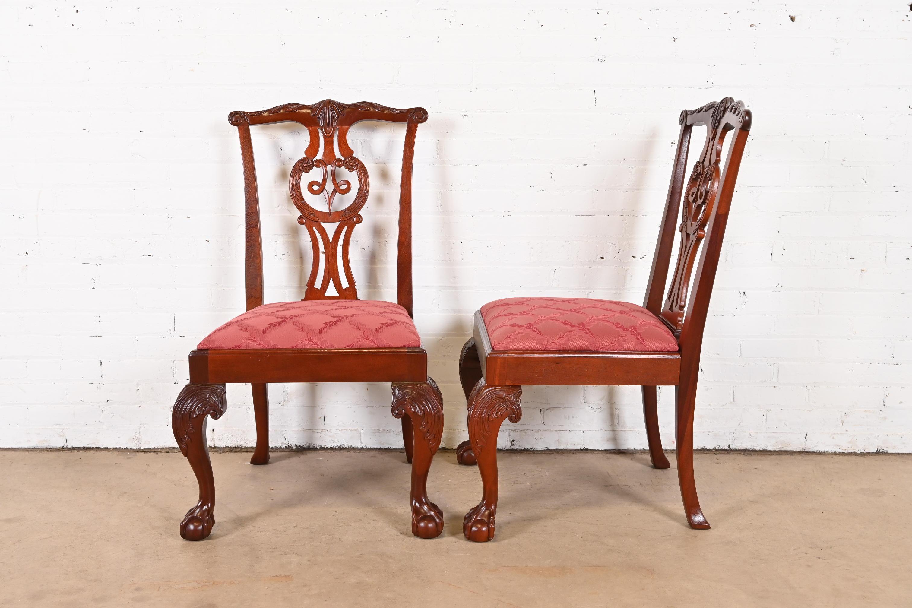 Baker Furniture Chippendale Carved Mahogany Dining Chairs, Set of Eight For Sale 5