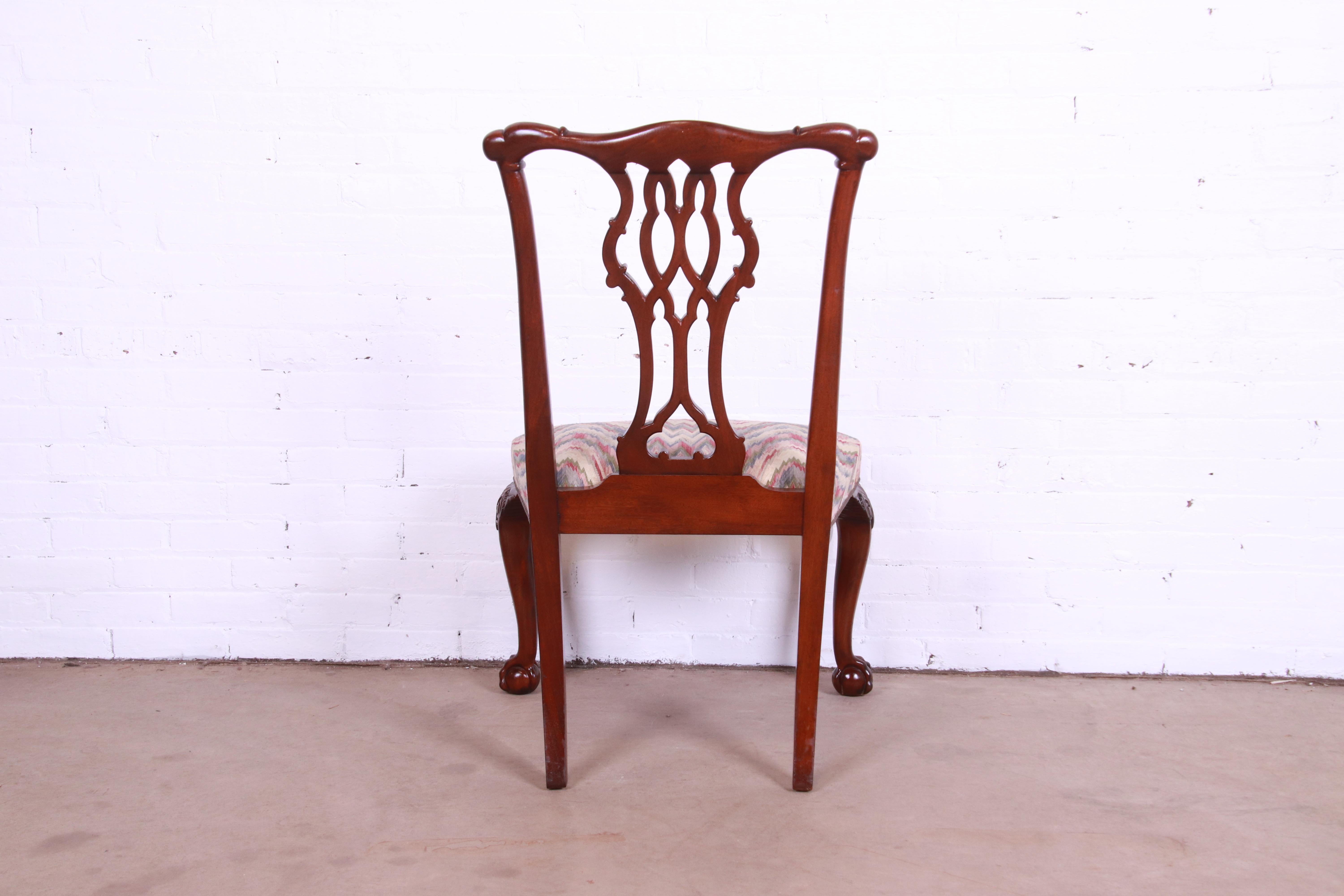 Baker Furniture Chippendale Carved Mahogany Dining Chairs, Set of Eight 7