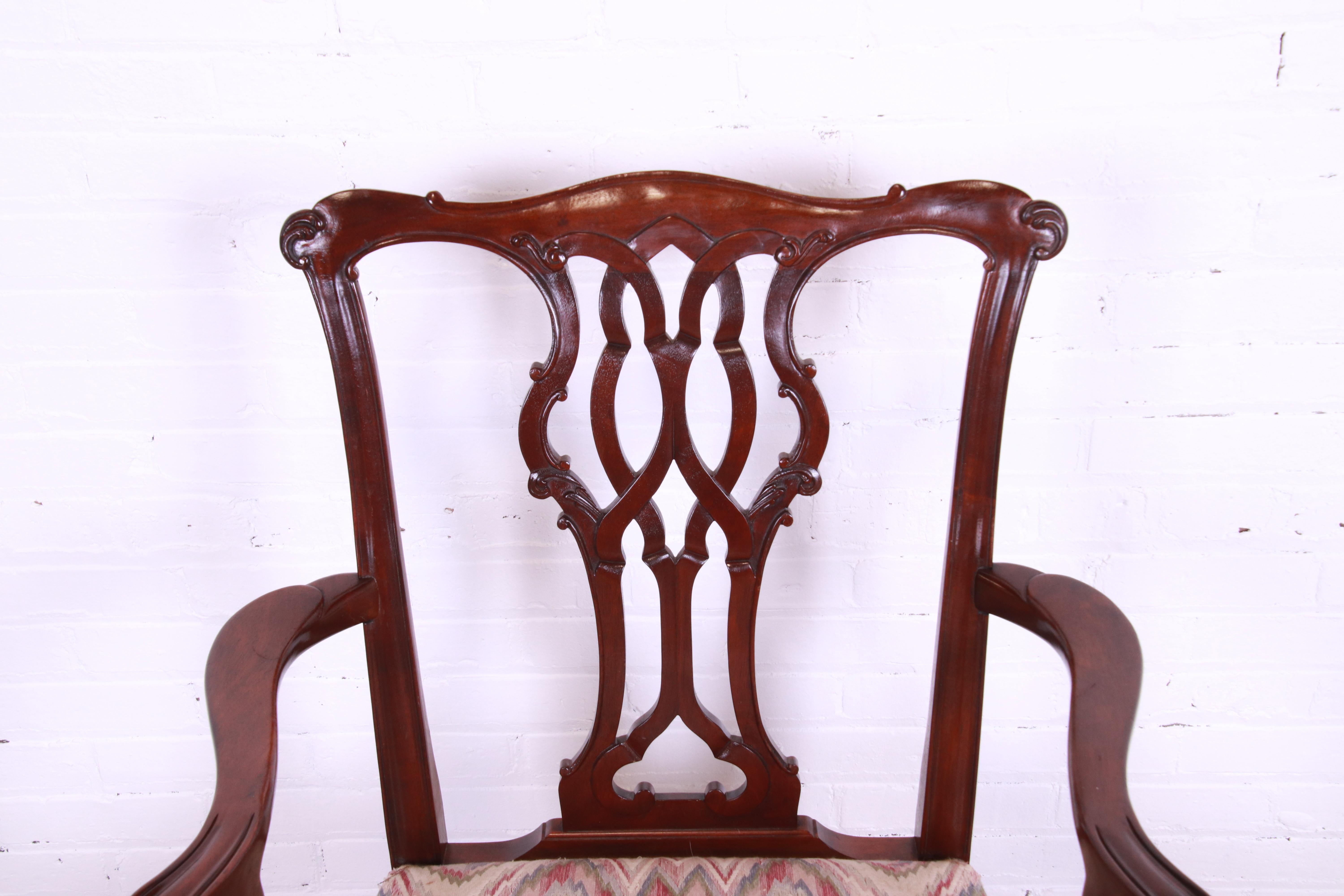 Baker Furniture Chippendale Carved Mahogany Dining Chairs, Set of Eight 9
