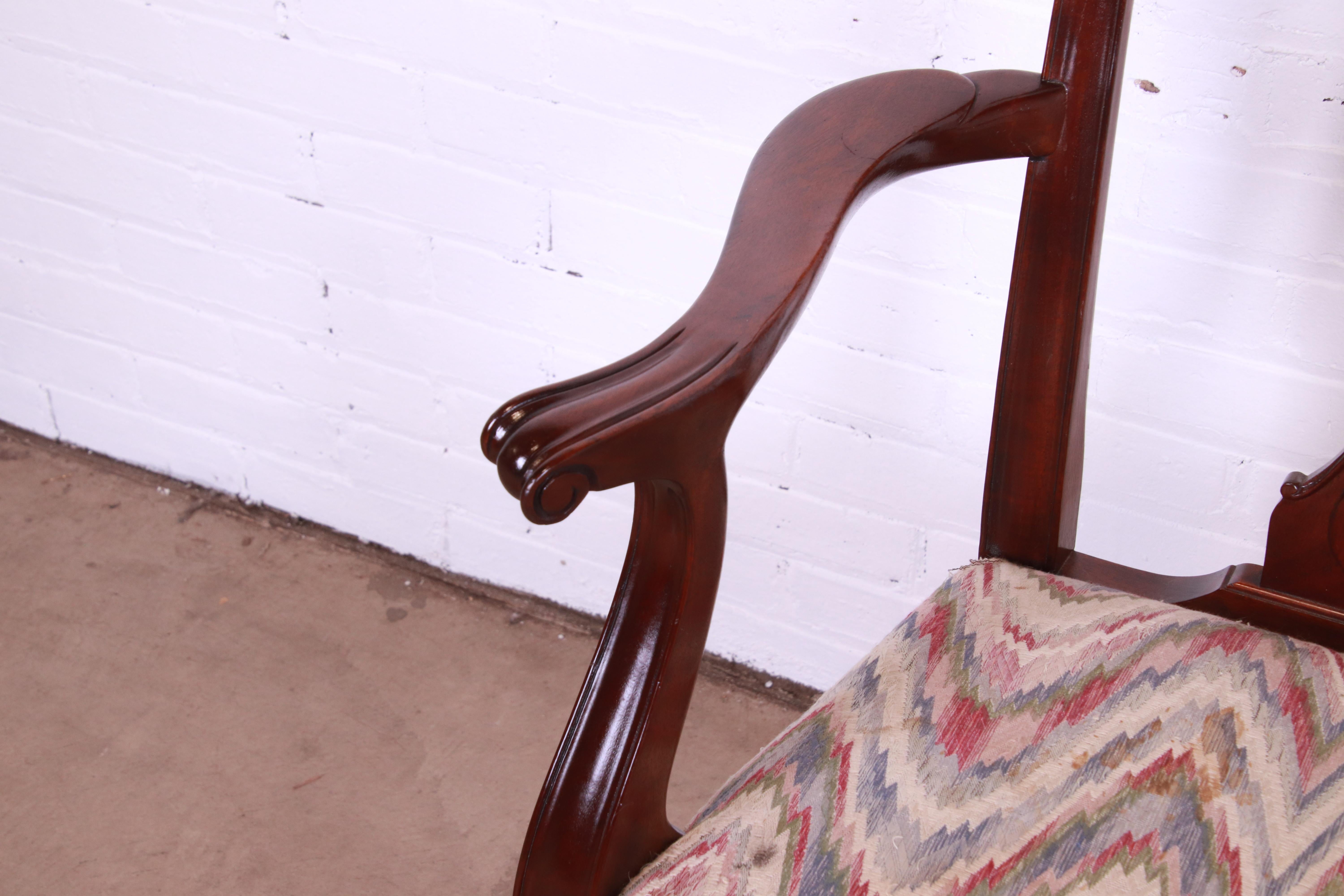 Baker Furniture Chippendale Carved Mahogany Dining Chairs, Set of Eight 11