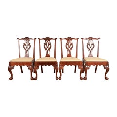 Baker Furniture Chippendale Carved Mahogany Dining Chairs, Set of Four