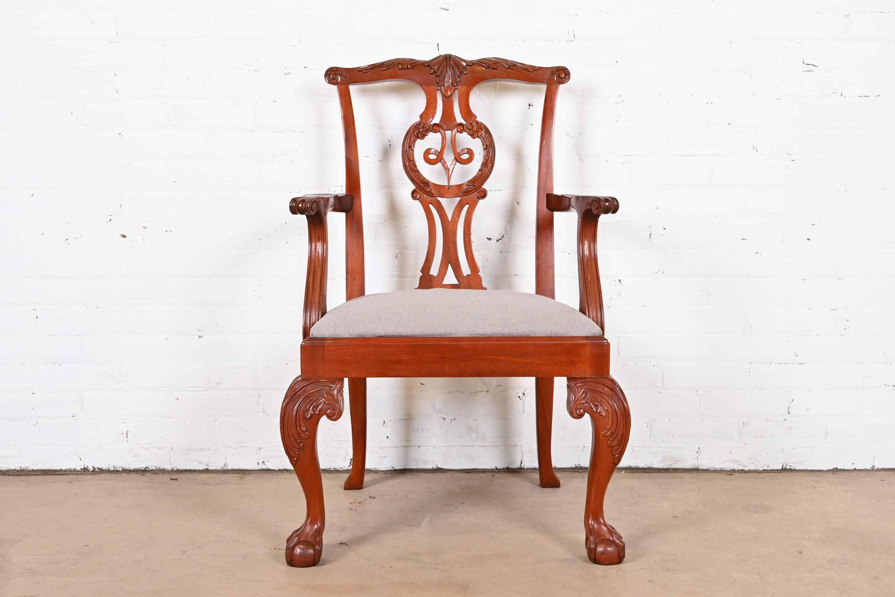 Baker Furniture Chippendale Carved Mahogany Dining Chairs, Set of Six 7