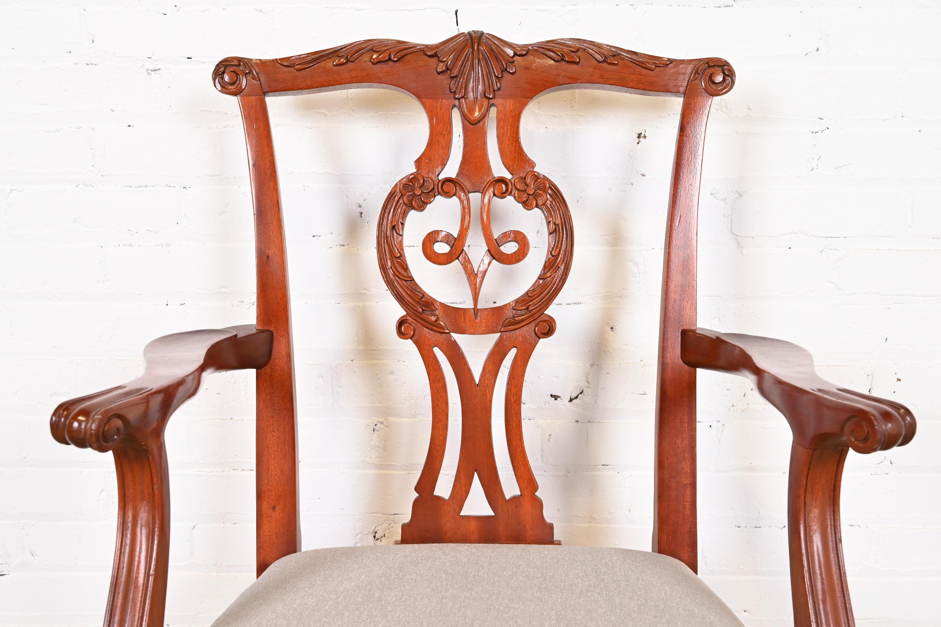 Baker Furniture Chippendale Carved Mahogany Dining Chairs, Set of Six 10
