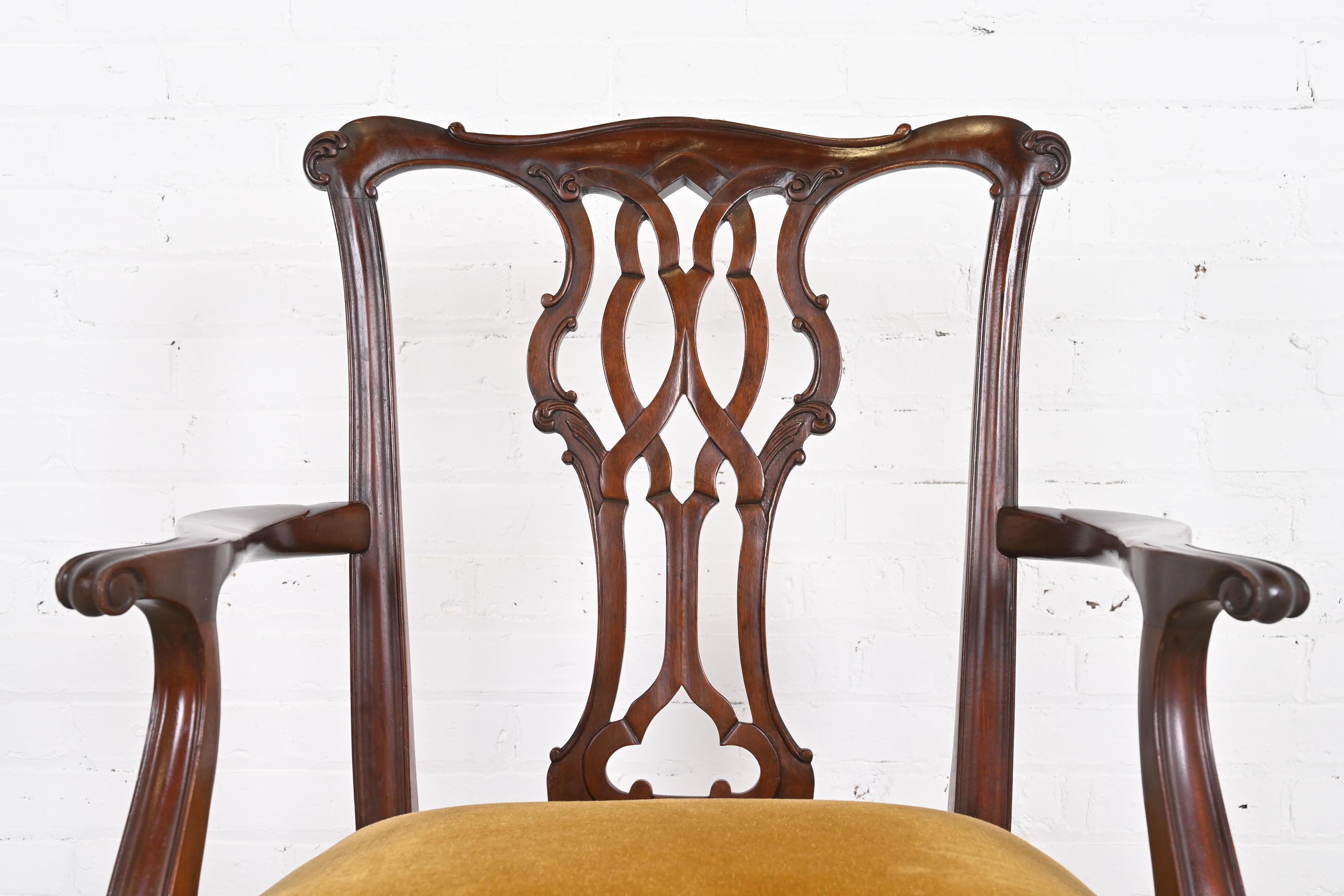 Baker Furniture Chippendale Carved Mahogany Dining Chairs, Set of Six 11