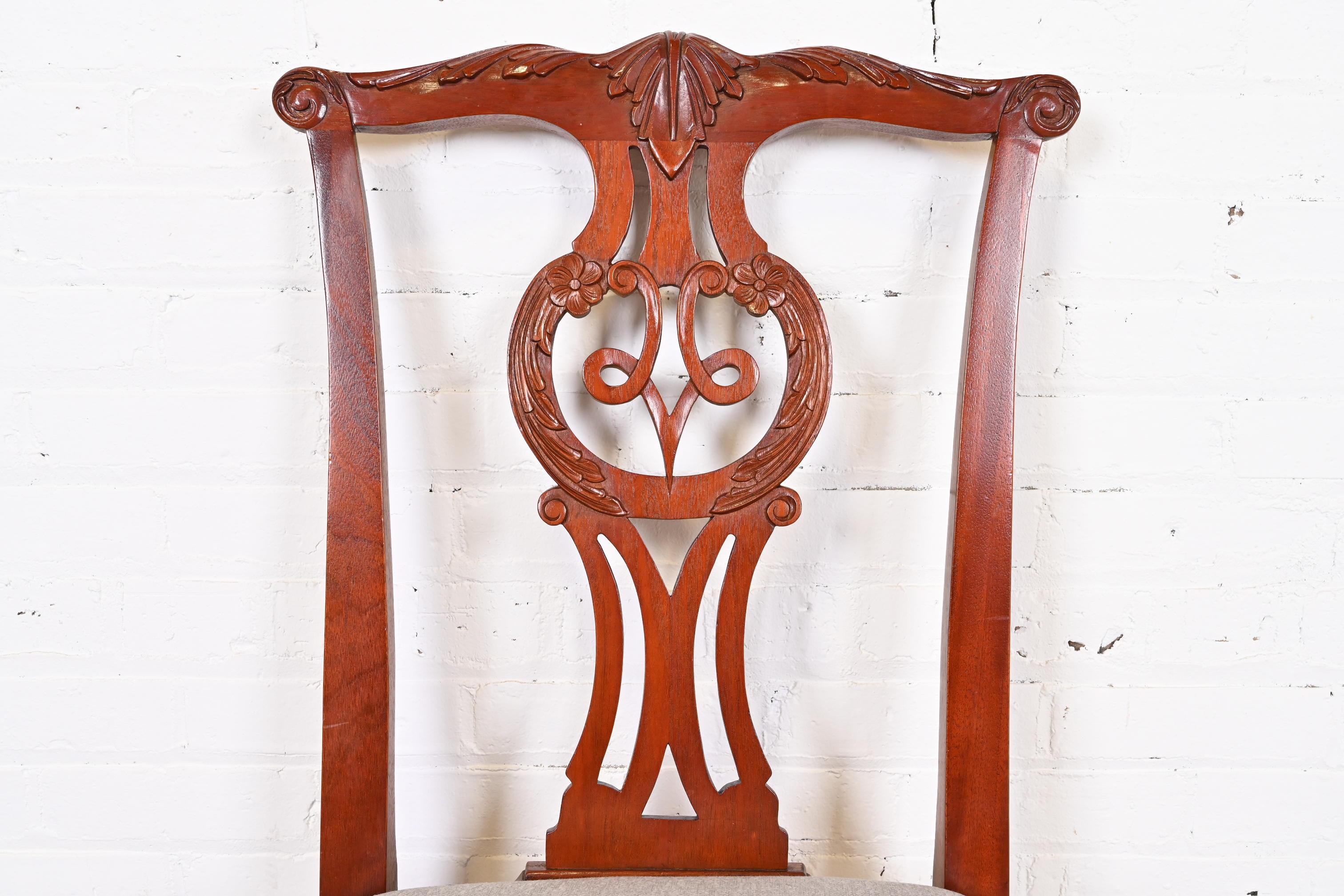 Baker Furniture Chippendale Carved Mahogany Dining Chairs, Set of Six 2