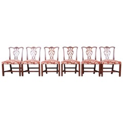Baker Furniture Chippendale Carved Mahogany Dining Chairs, Set of Six