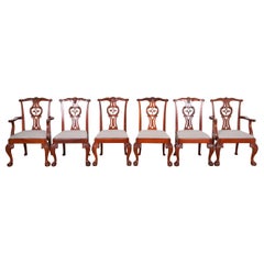 Baker Furniture Chippendale Carved Mahogany Dining Chairs, Set of Six