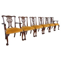 Baker Furniture Chippendale Carved Mahogany Dining Chairs, Set of Six
