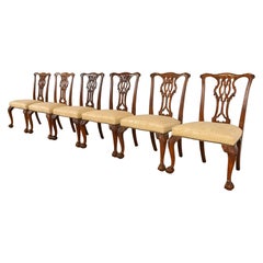 Chaises de salle à manger en acajou sculpté de Baker Furniture Chippendale, ensemble de six chaises