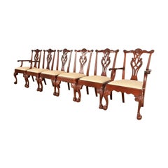 Baker Furniture Chippendale Carved Mahogany Dining Chairs, Set of Six