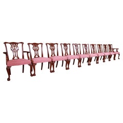 Baker Furniture Chippendale Carved Mahogany Dining Chairs, Set of Ten