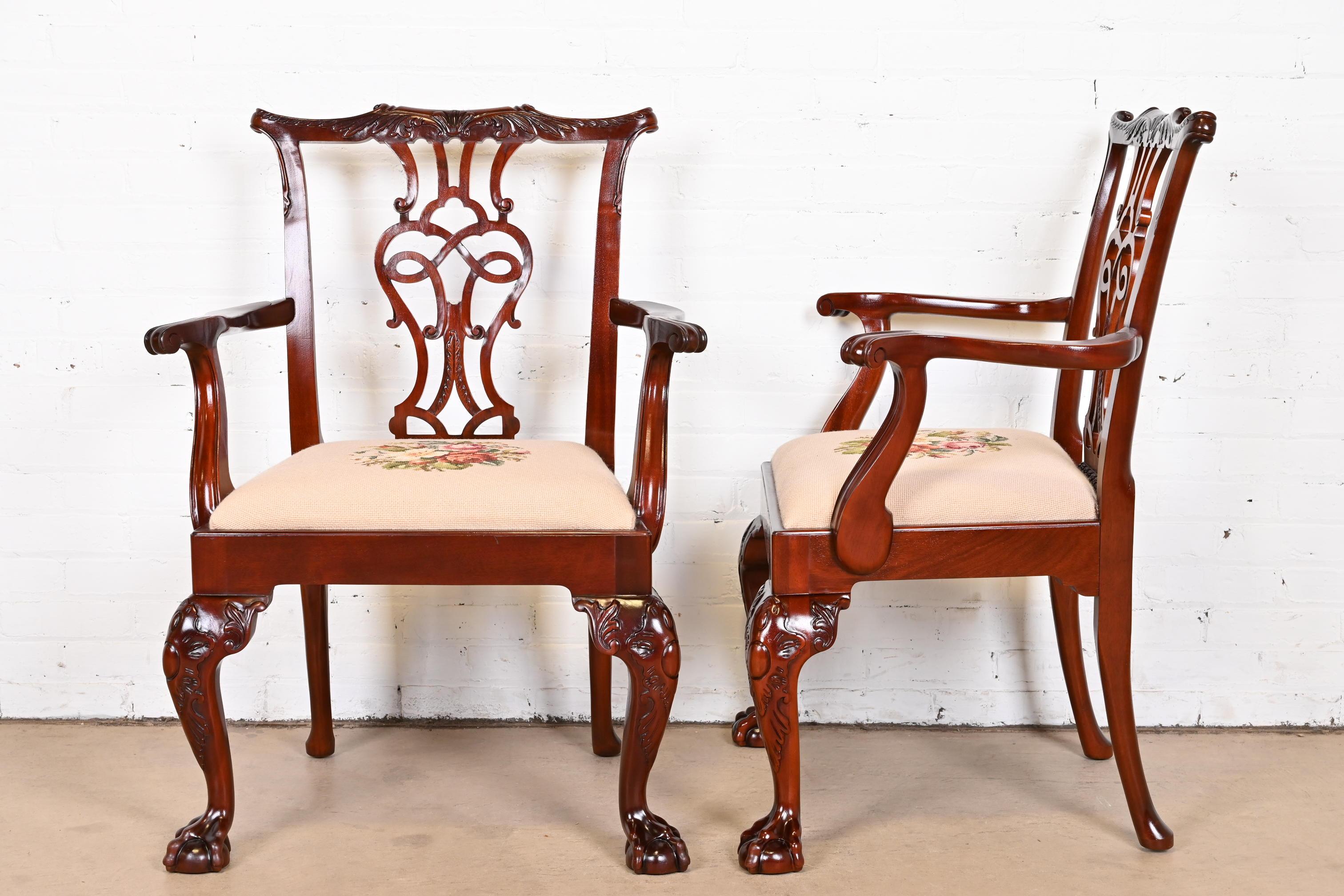 Baker Furniture Chippendale Carved Mahogany Dining Chairs, Set of Twelve 8