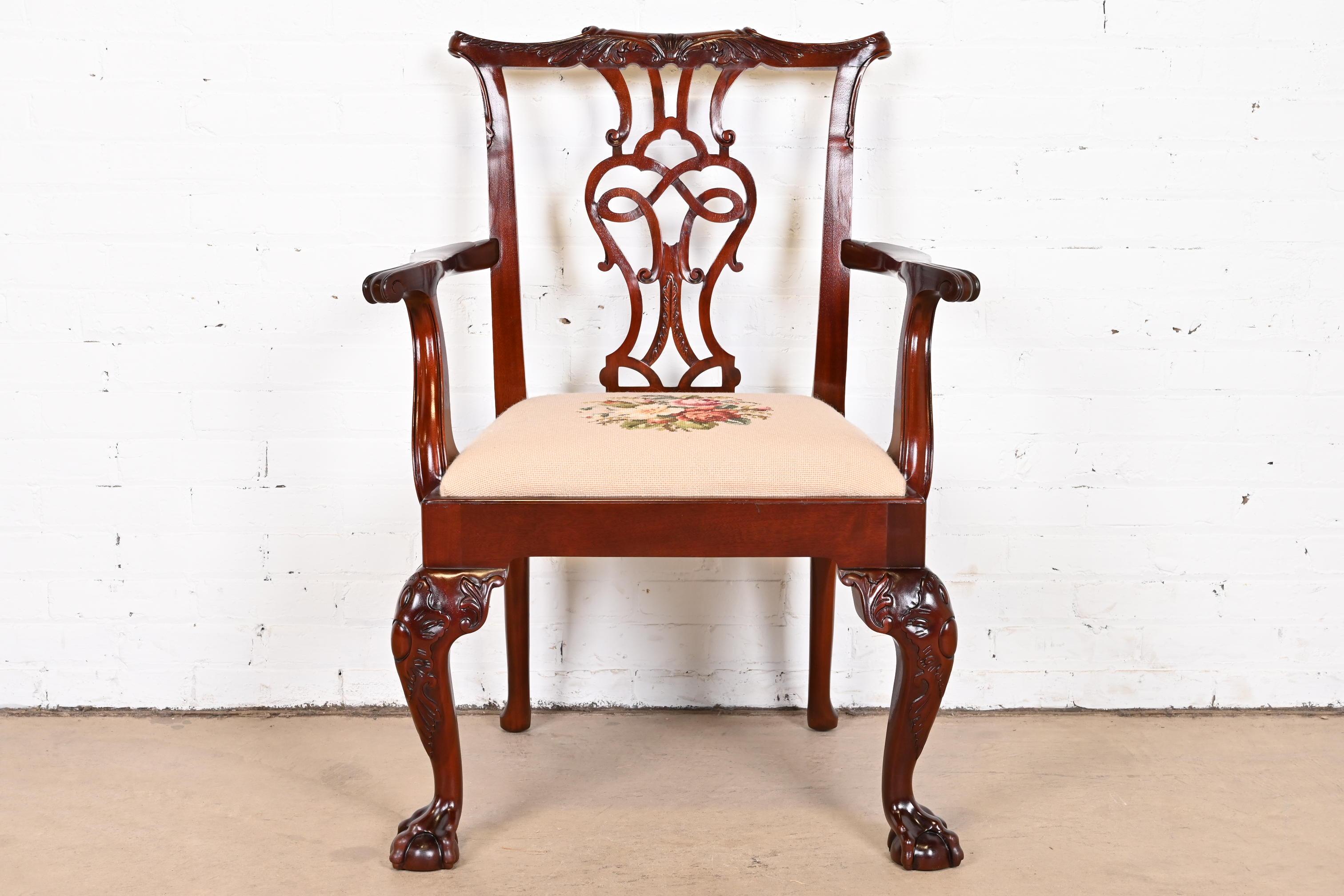 Baker Furniture Chippendale Carved Mahogany Dining Chairs, Set of Twelve 9