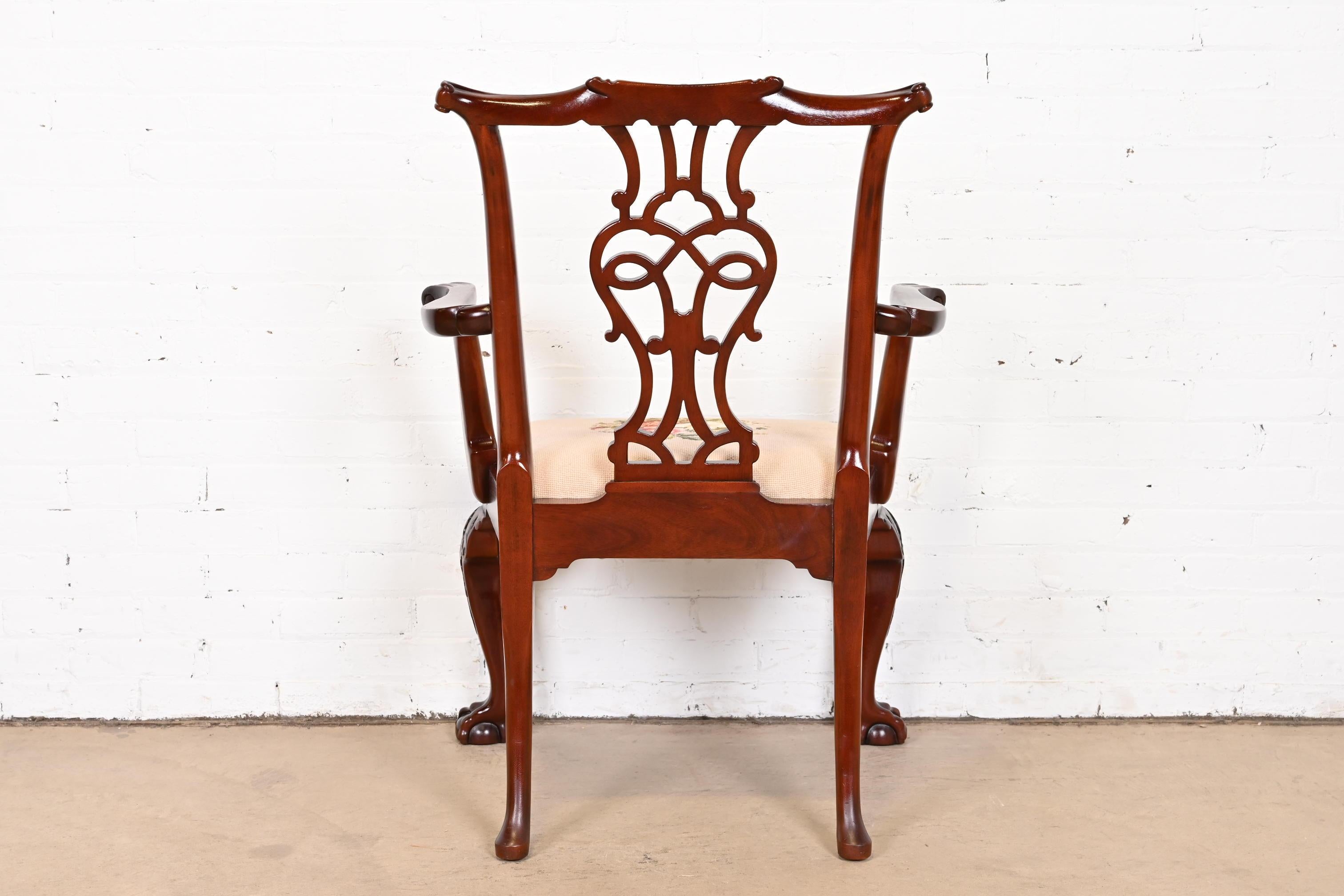 Baker Furniture Chippendale Carved Mahogany Dining Chairs, Set of Twelve 12