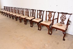 Baker Furniture Chippendale Carved Mahogany Dining Chairs, Set of Twelve