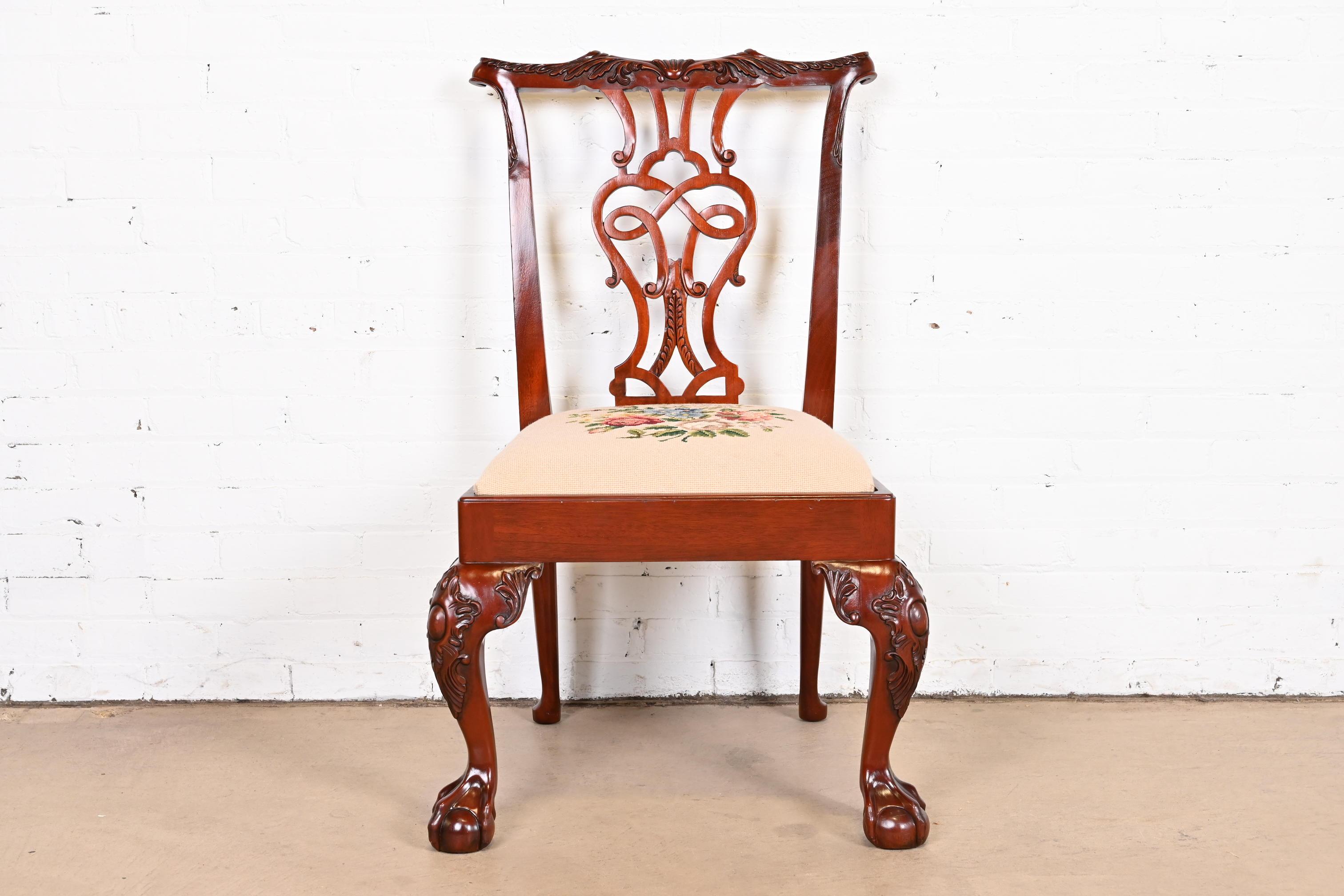 Baker Furniture Chippendale Carved Mahogany Dining Chairs, Set of Twelve 3