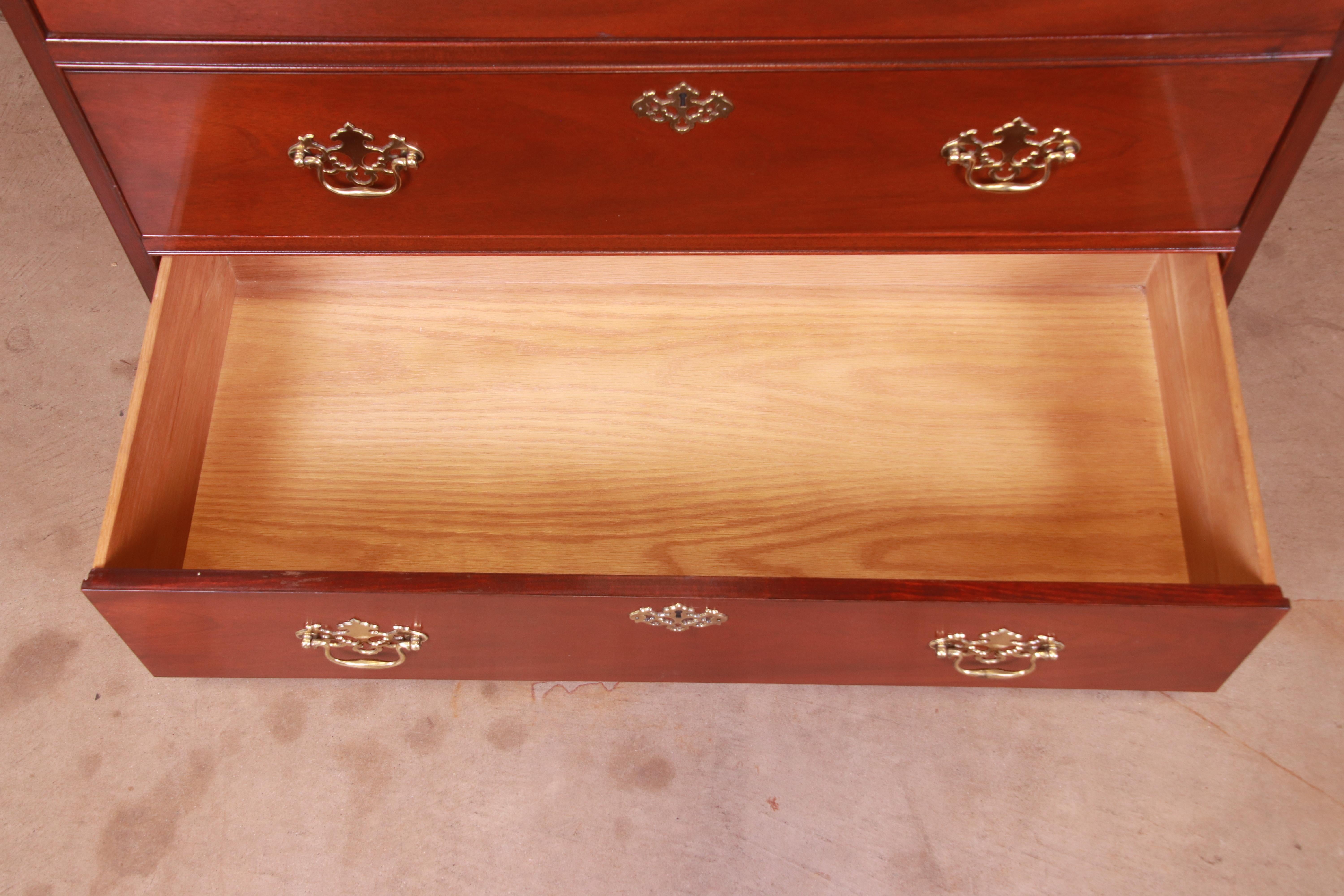 Baker Furniture Chippendale Carved Mahogany Highboy Chest of Drawers In Good Condition In South Bend, IN