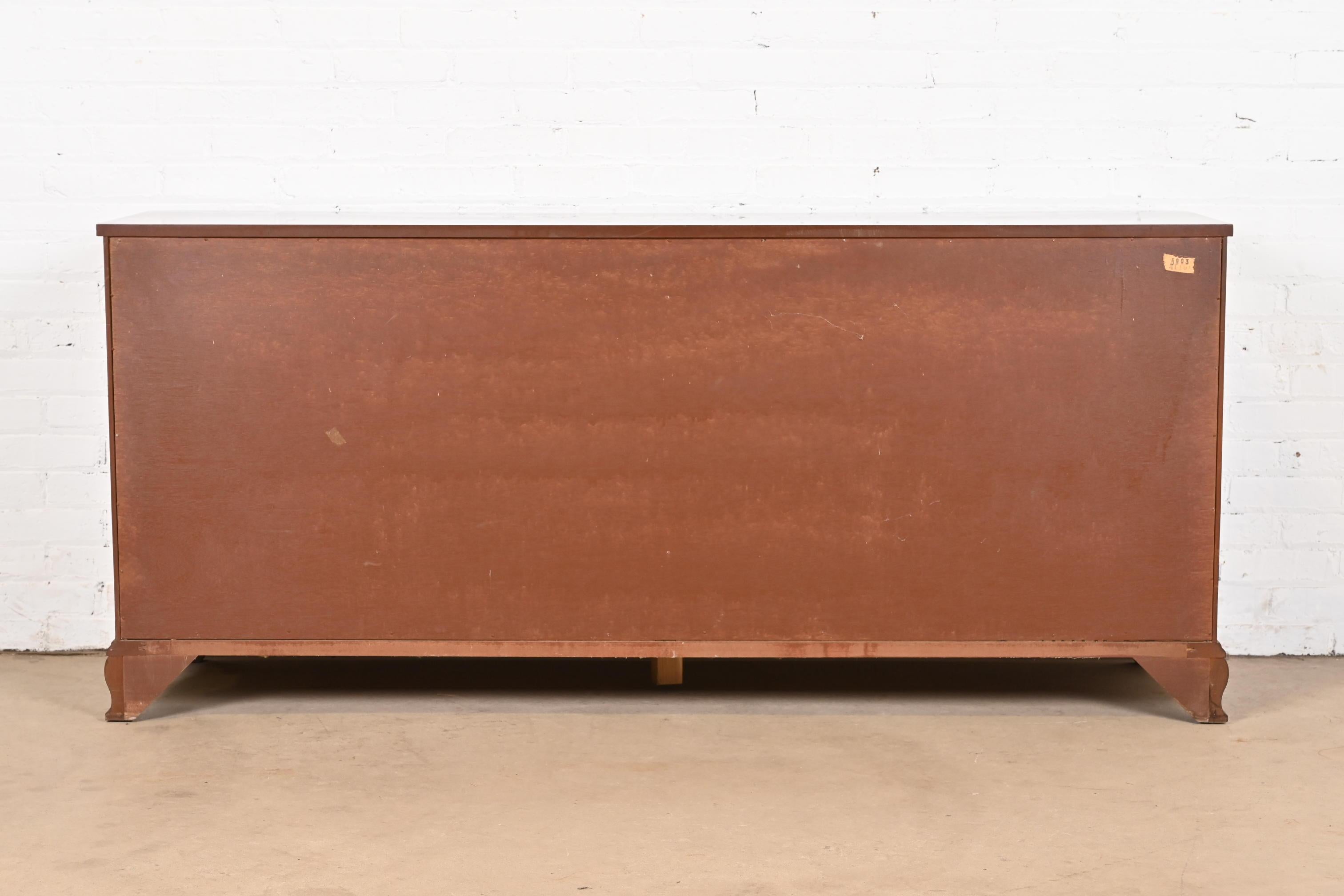 Baker Furniture Chippendale Carved Mahogany Lowboy Dresser or Credenza For Sale 6