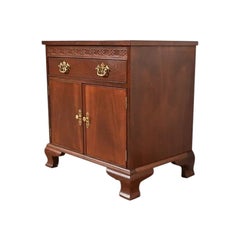 Baker Furniture Chippendale Carved Mahogany Nightstand, Newly Refinished