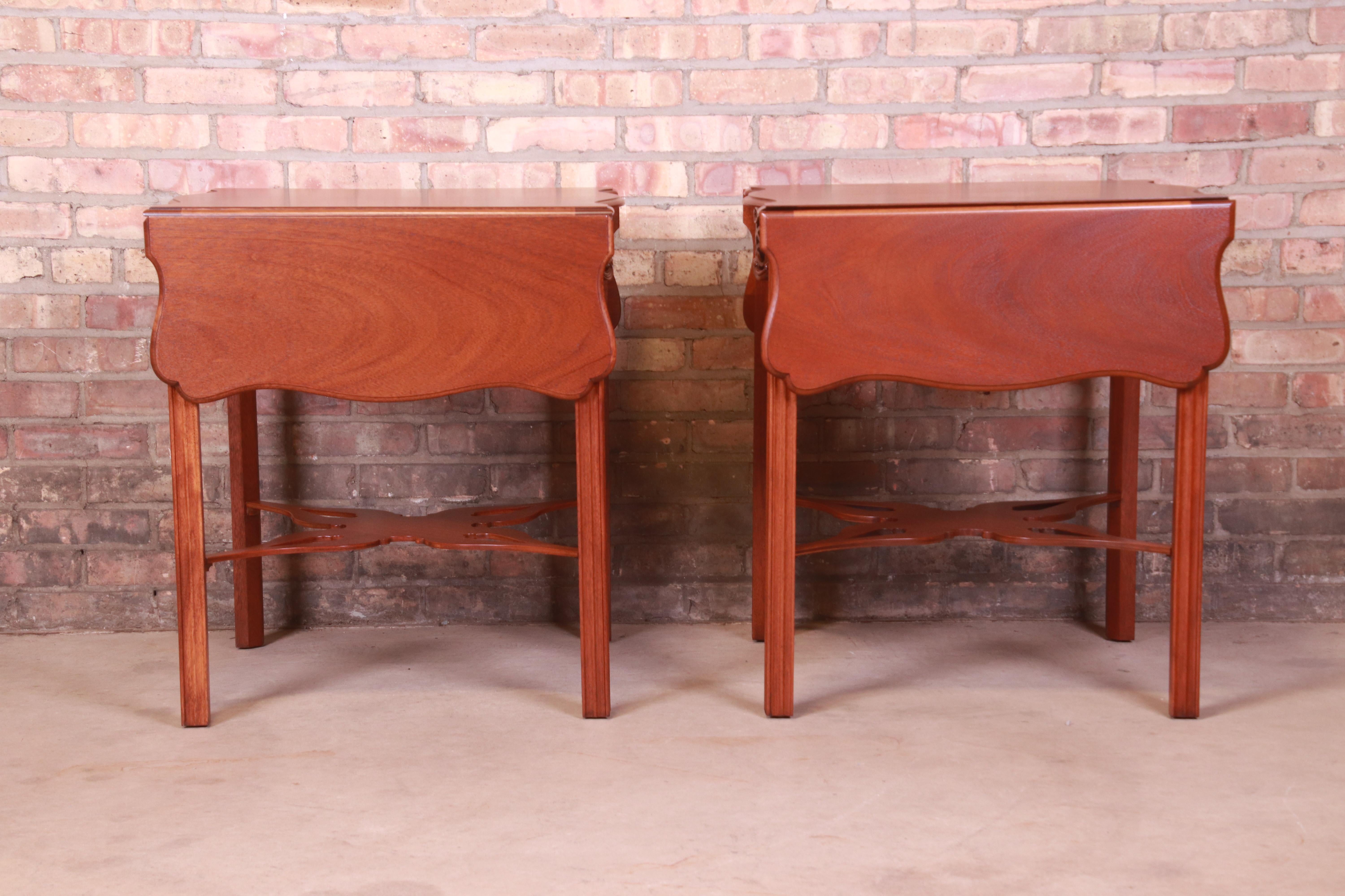 Baker Furniture Chippendale Carved Mahogany Pembroke Tables, Newly Refinished For Sale 13