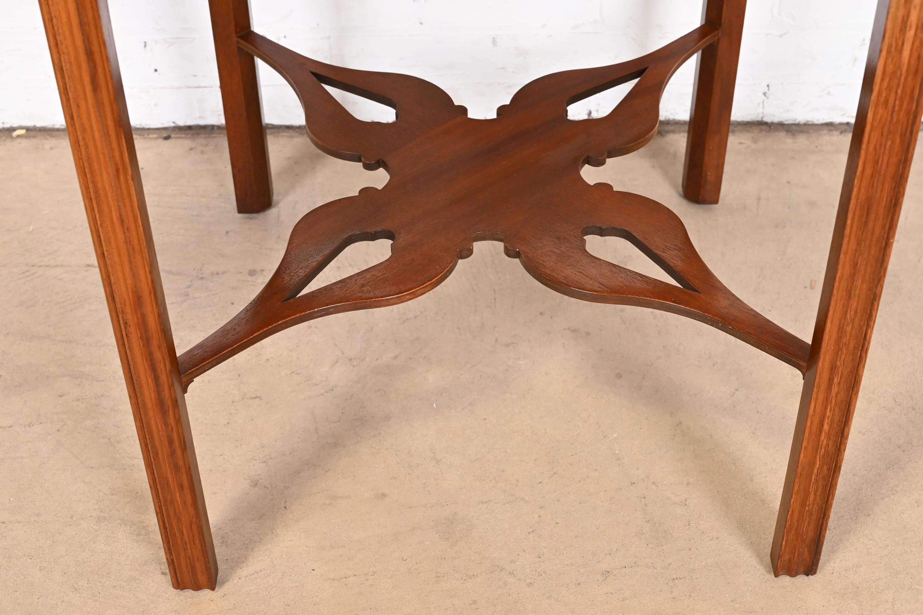 Baker Furniture Chippendale Carved Mahogany Pembroke Tea Table For Sale 9