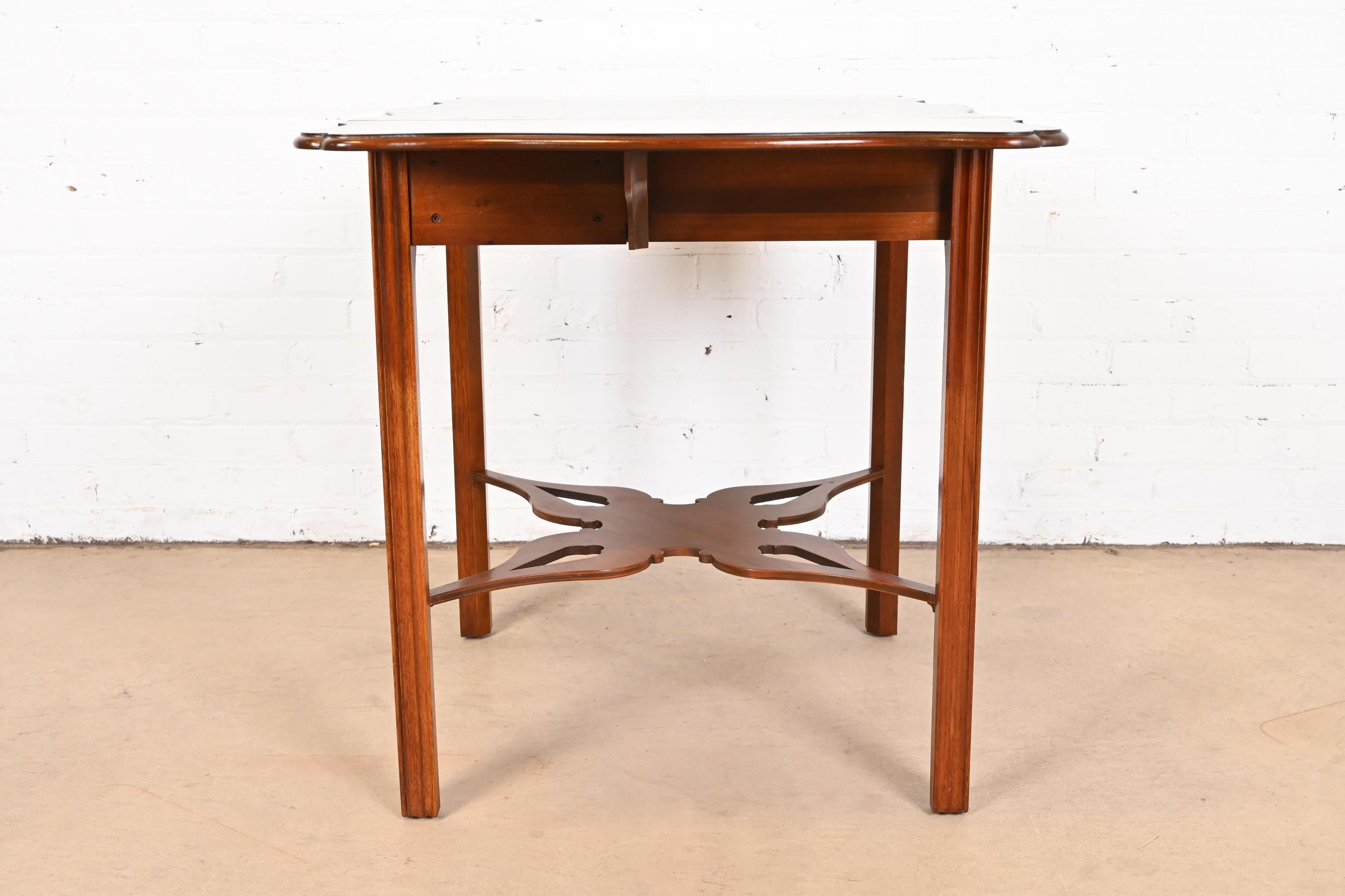 Baker Furniture Chippendale Carved Mahogany Pembroke Tea Table For Sale 10